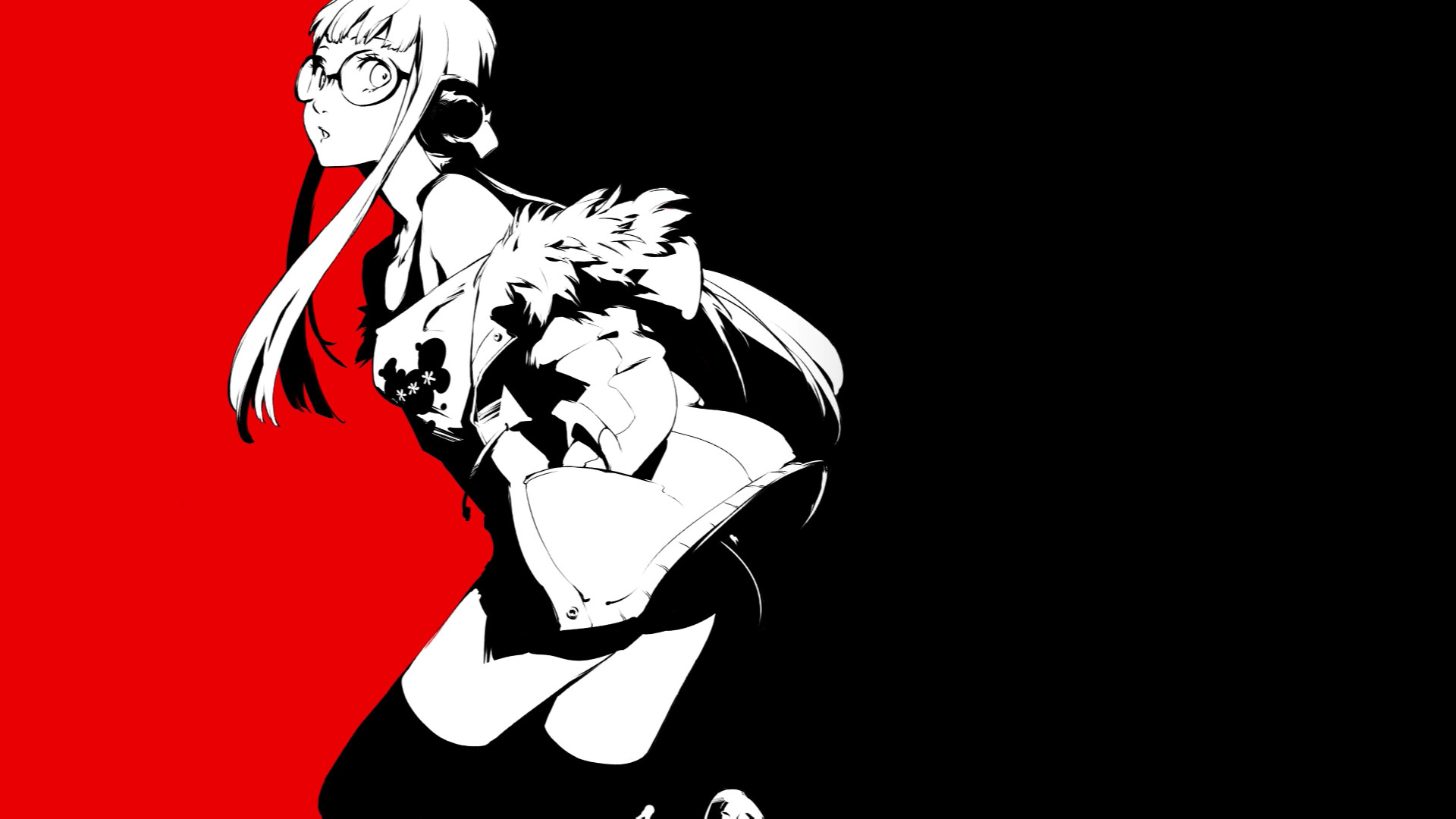 Futaba Sakura, Persona 5, Rosso e nero, Full HD, sfondo per portatile