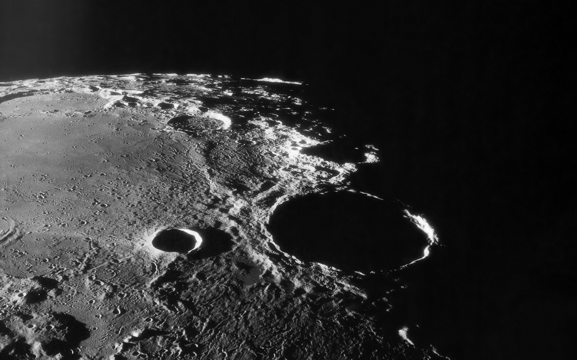 Superficie lunare, Crateri, Bianco e nero, Full HD, sfondo per portatile