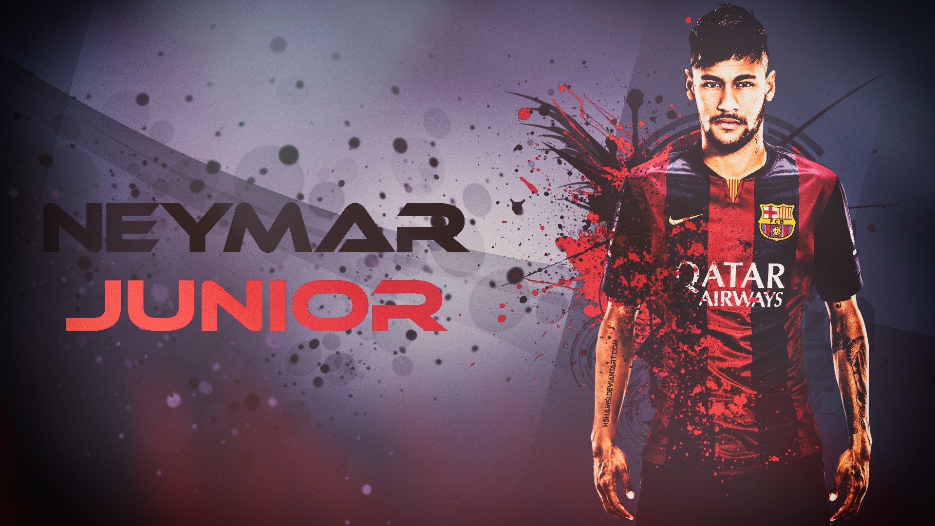 Neymar, Neymar Junior, FC Barcelona, Schizzi rossi, Full HD 1080p, sfondo desktop
