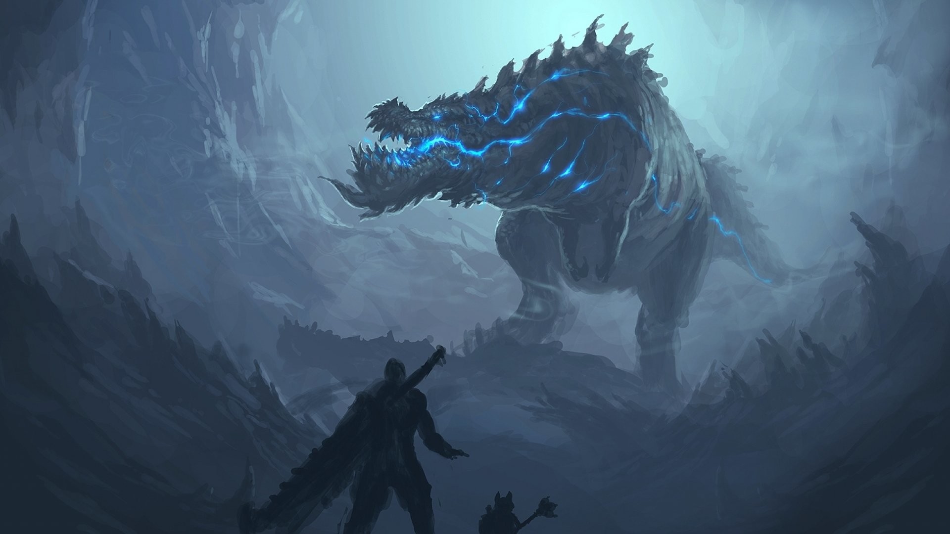 Zinogre, Monster Hunter, Cacciatore, Blu, Full HD, sfondo Windows 11
