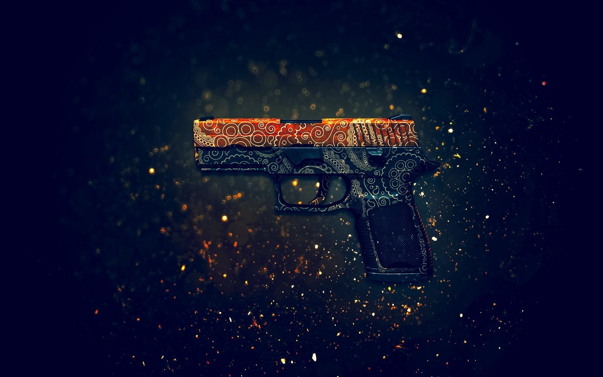 Pistola, Counter-Strike: Global Offensive, Skin, Sfondo scuro, Full HD, wallpaper PC