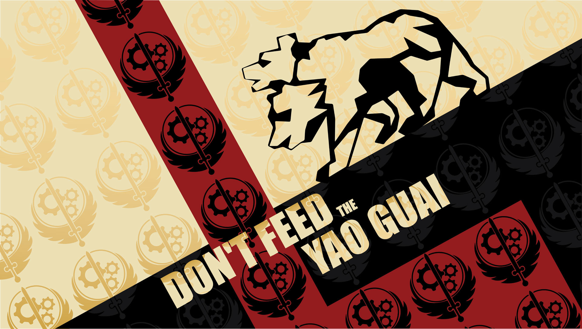 Yao Guai, Confraternita d'Acciaio, Fallout, Poster, Rosso e nero, sfondo 16:9 Full HD