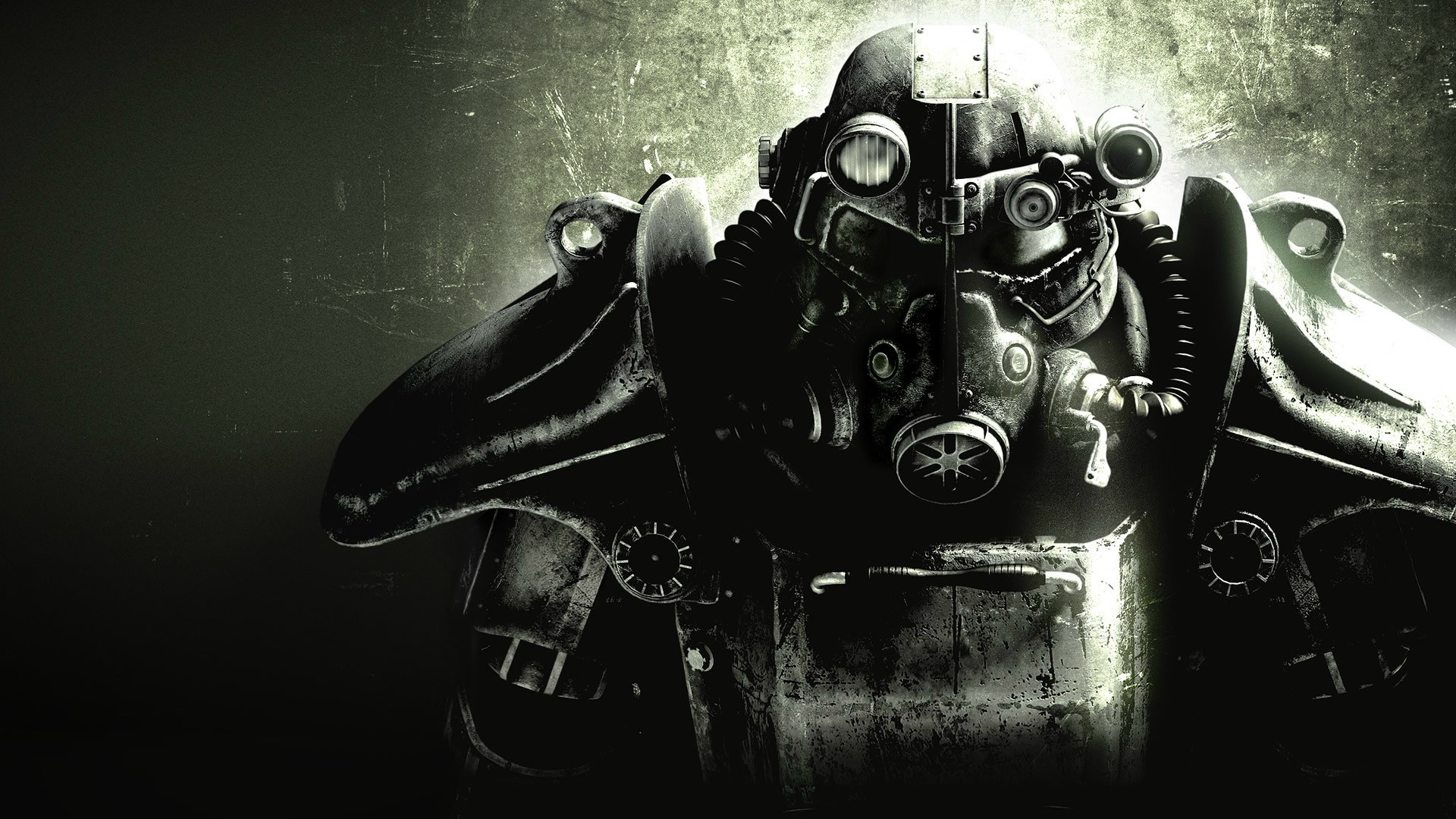 Fallout 3, Armatura atomica, Bianco e nero, Postapocalittico, Full HD 1080p, sfondo desktop