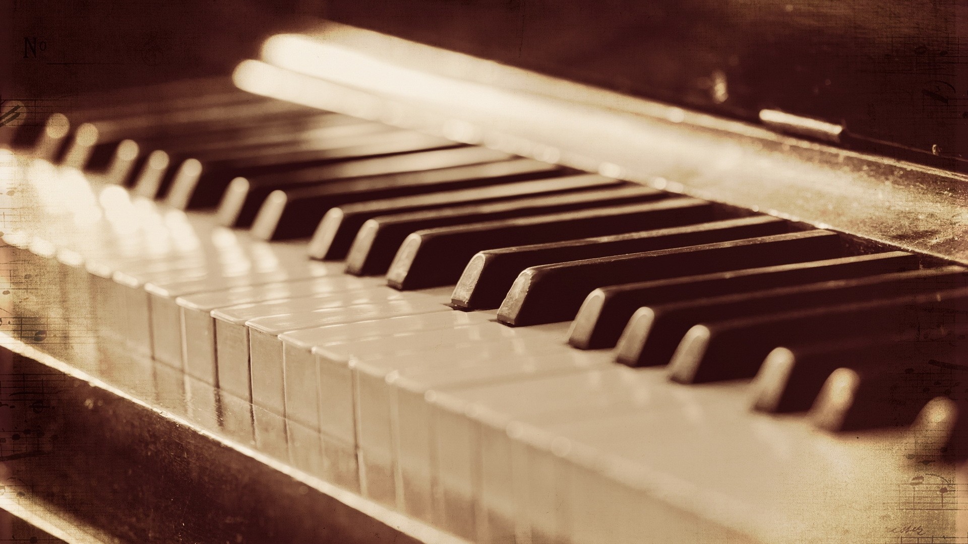 Pianoforte, Tasti, Seppia, Vintage, 1920x1080, sfondo per PC