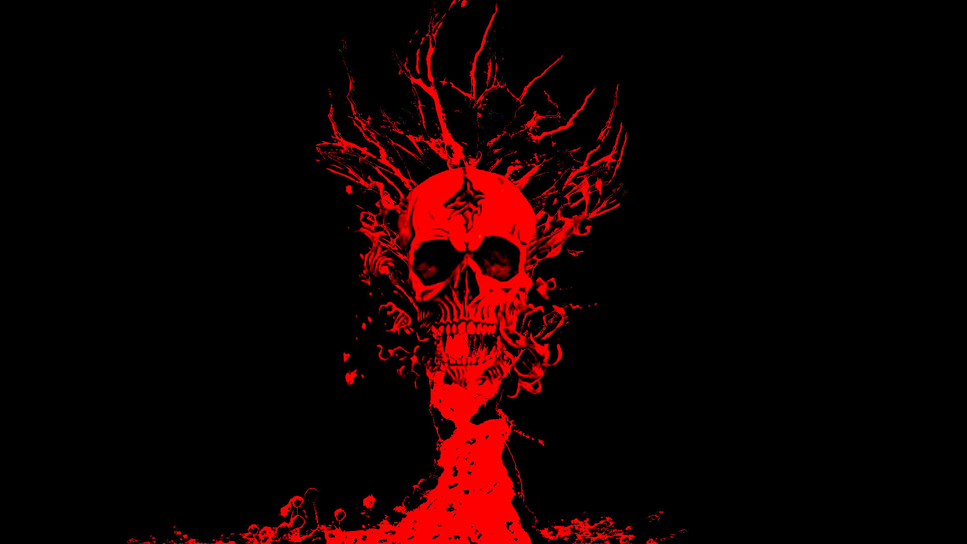 Teschio, Rosso, Sfondo nero, Silhouette, Full HD, wallpaper per computer