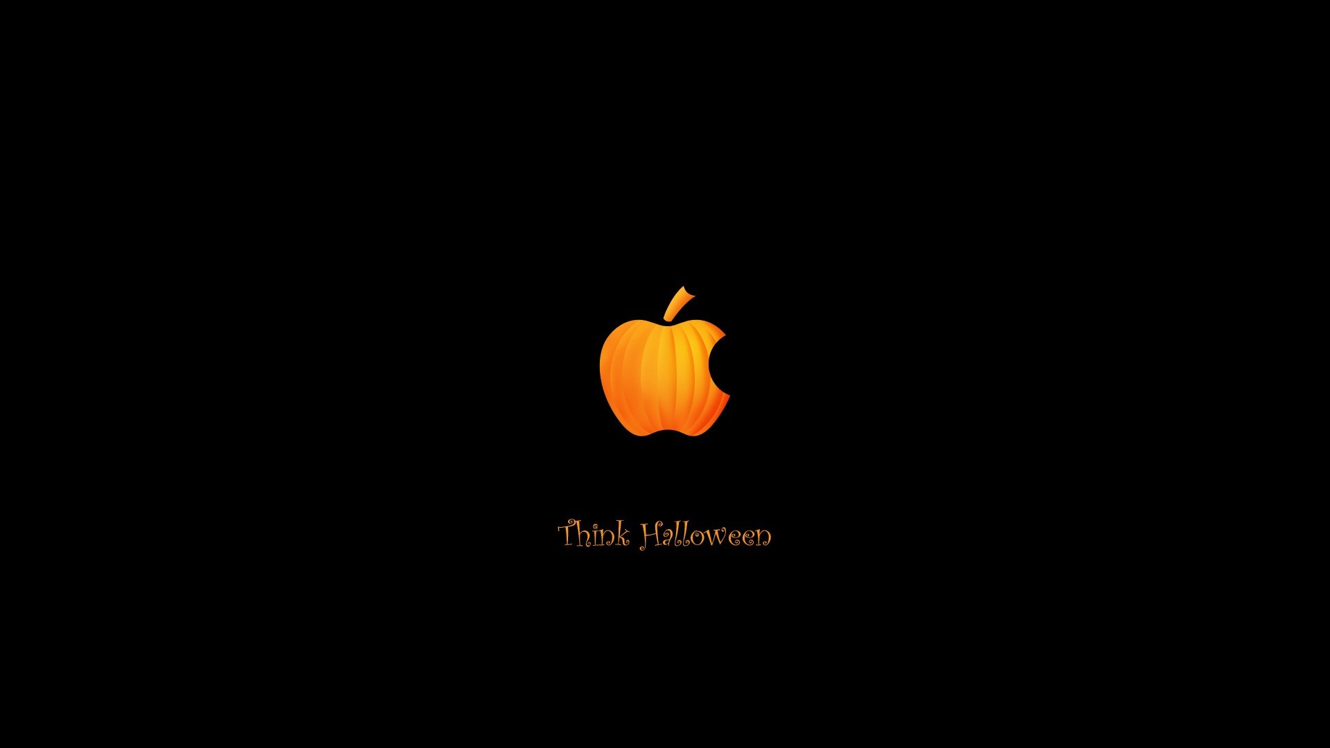 Think Halloween, Logo Apple, Sfondo nero, Minimalismo, 1920x1080, wallpaper desktop
