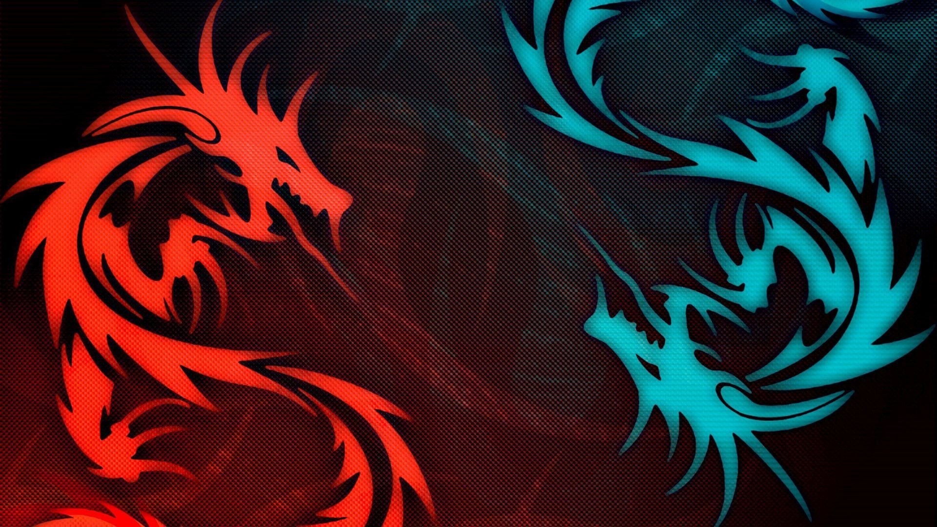 MSI, Draghi, Rosso e azzurro, Texture, 1920x1080, immagine di sfondo