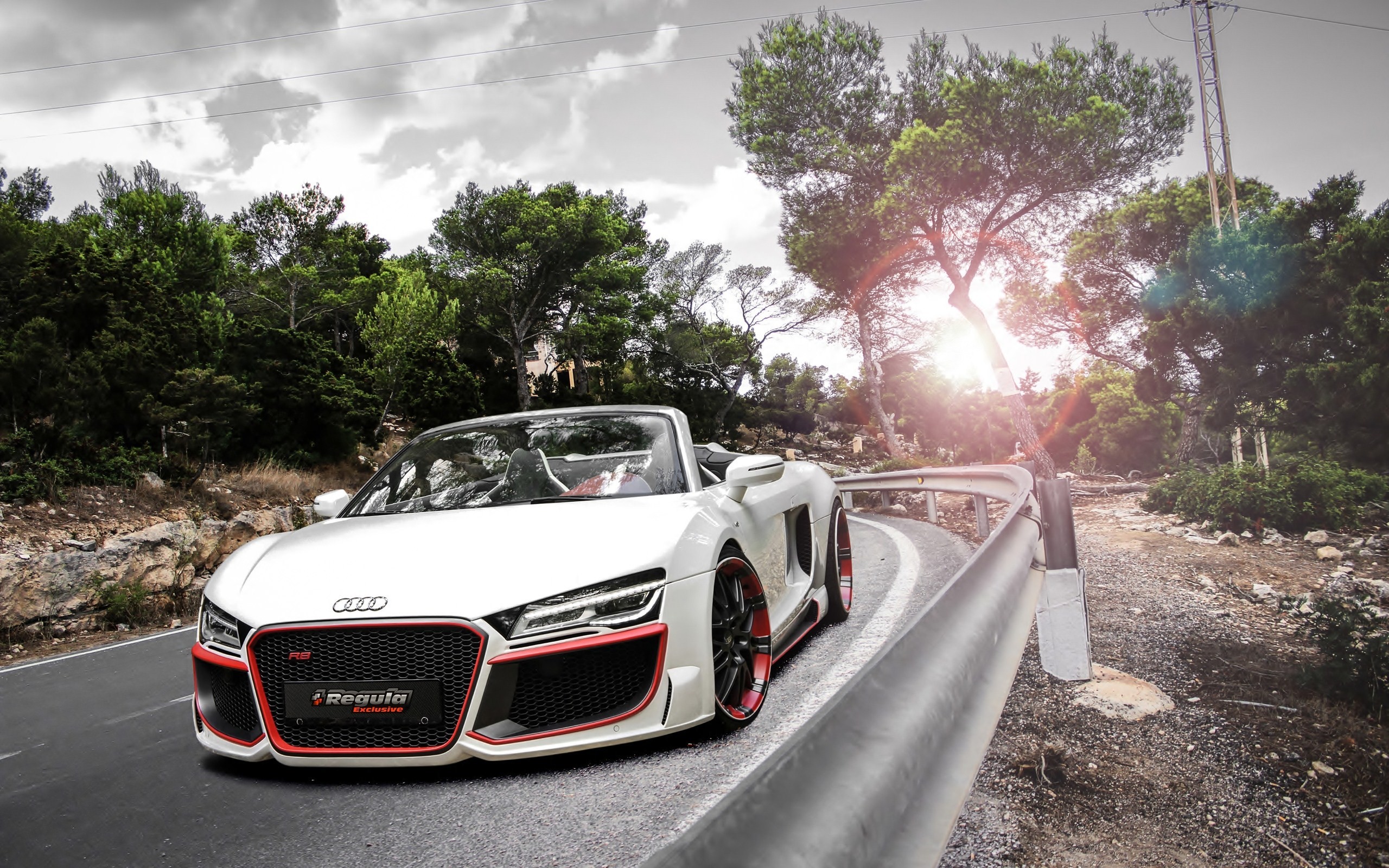 Audi R8 Spyder, Regula Tuning, Strada, Bianco, 2K 1600p, sfondo desktop