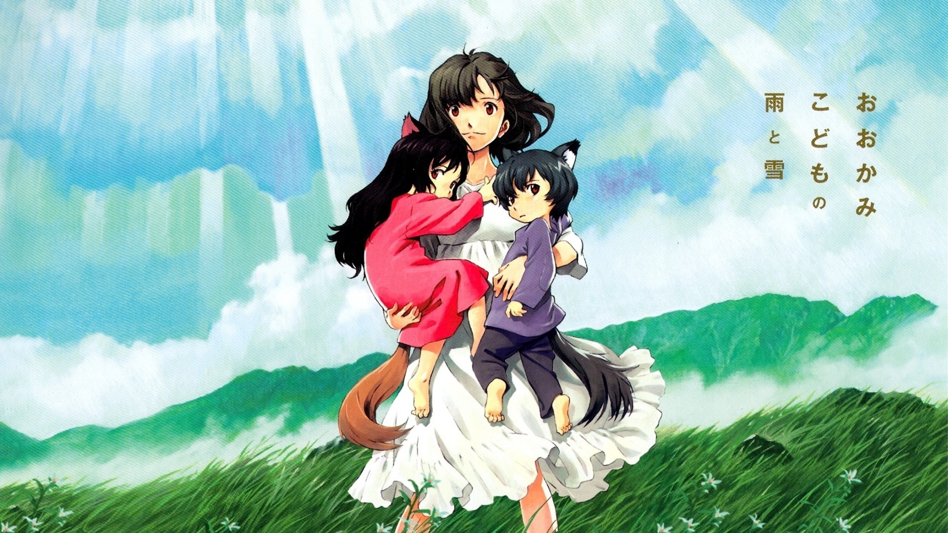Wolf Children, Ame e Yuki, Mamoru Hosoda, Anime, Hana, 1920x1080, immagine di sfondo
