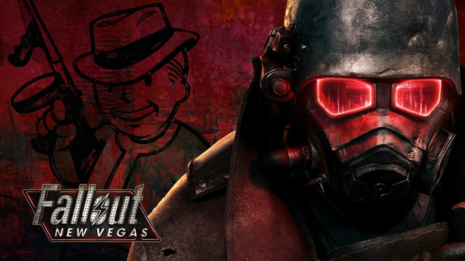 Ranger NCR, Vault Boy, Fallout: New Vegas, Rosso, 16:9 Full HD, sfondo widescreen