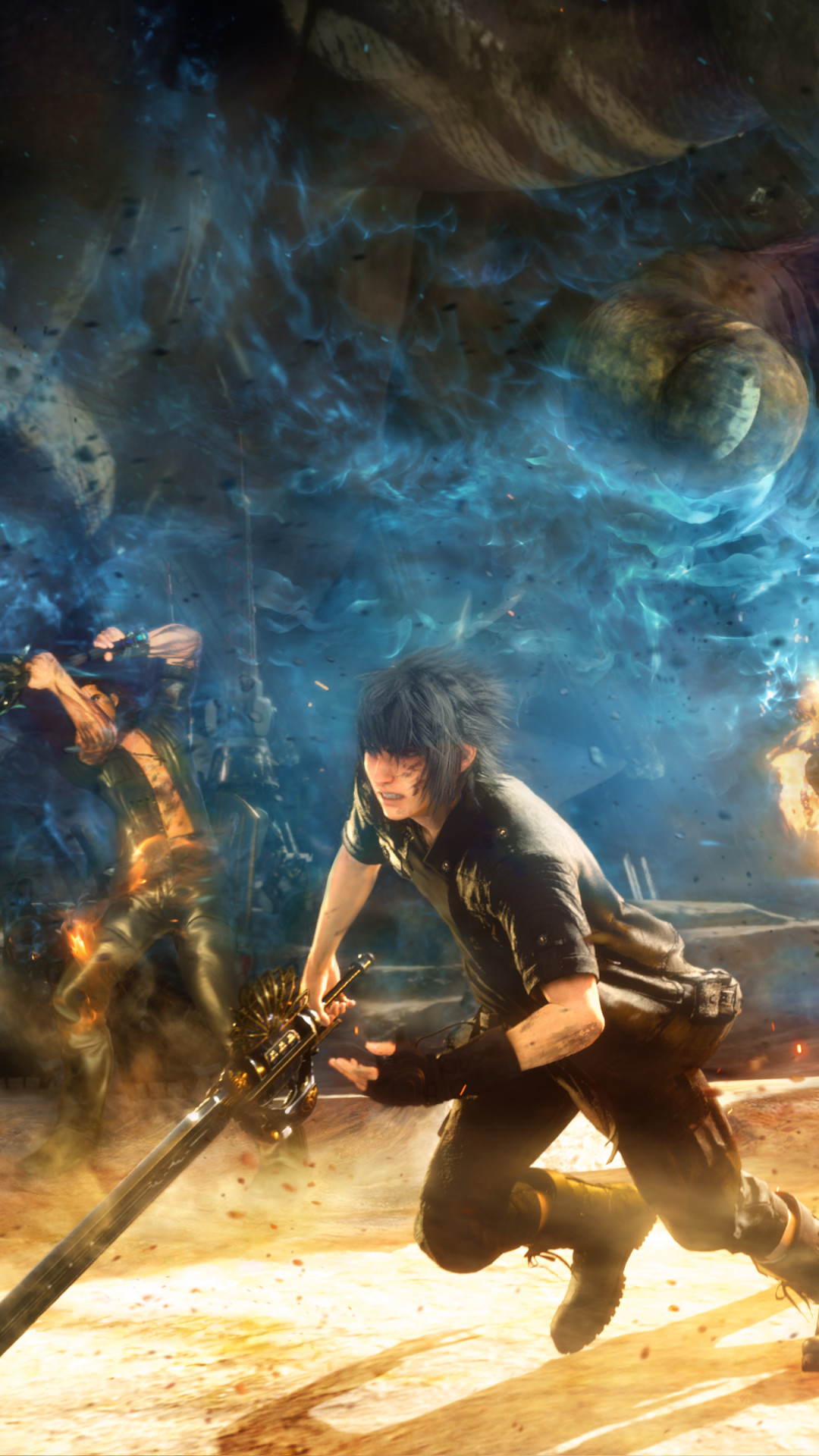 Noctis Lucis Caelum, Final Fantasy XV, Battaglia, Fuoco, Full HD, schermata di blocco del cellulare