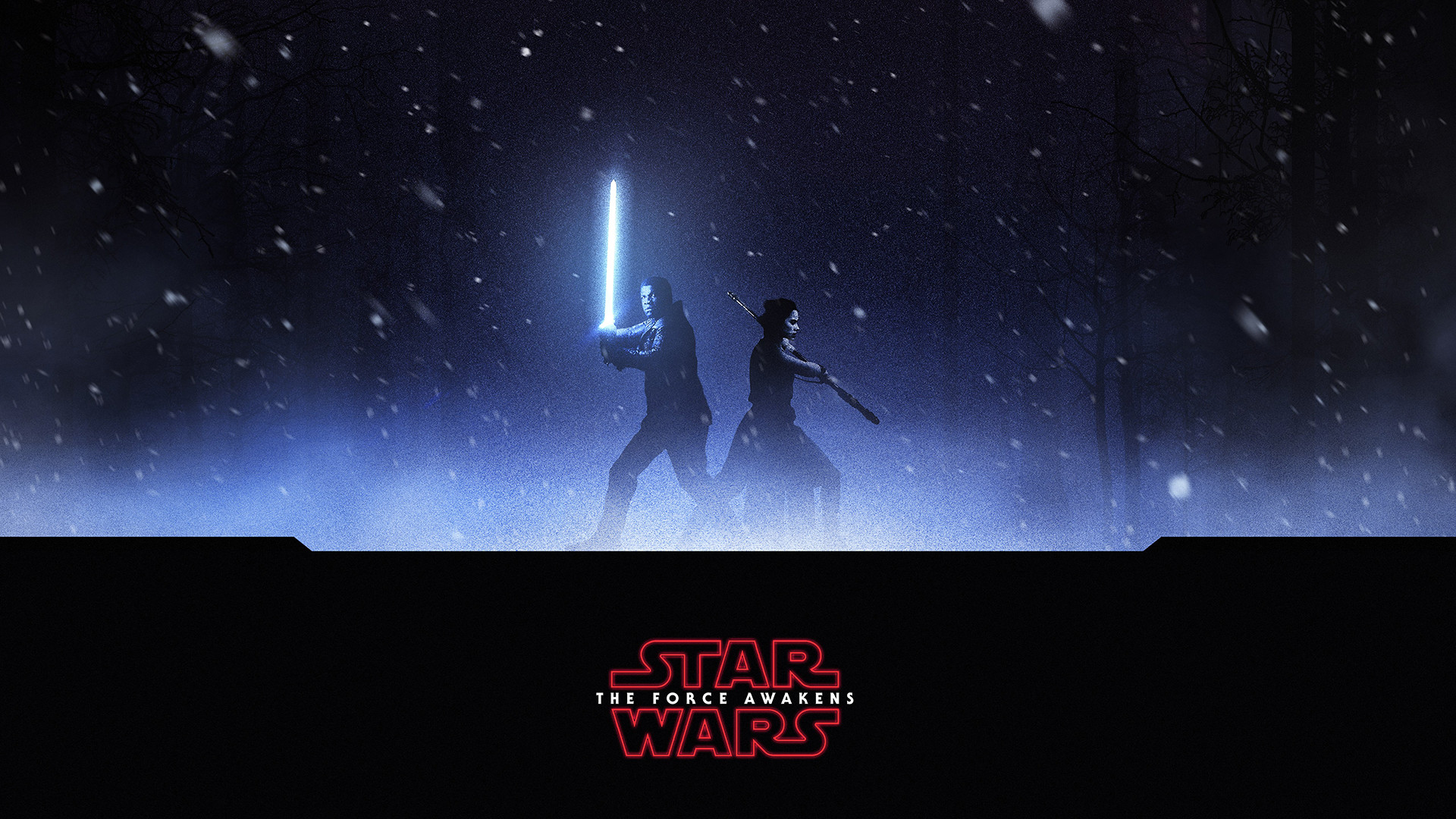 Rey, Kylo Ren, Duello con spade laser, Neve, 1920x1080, immagine di sfondo