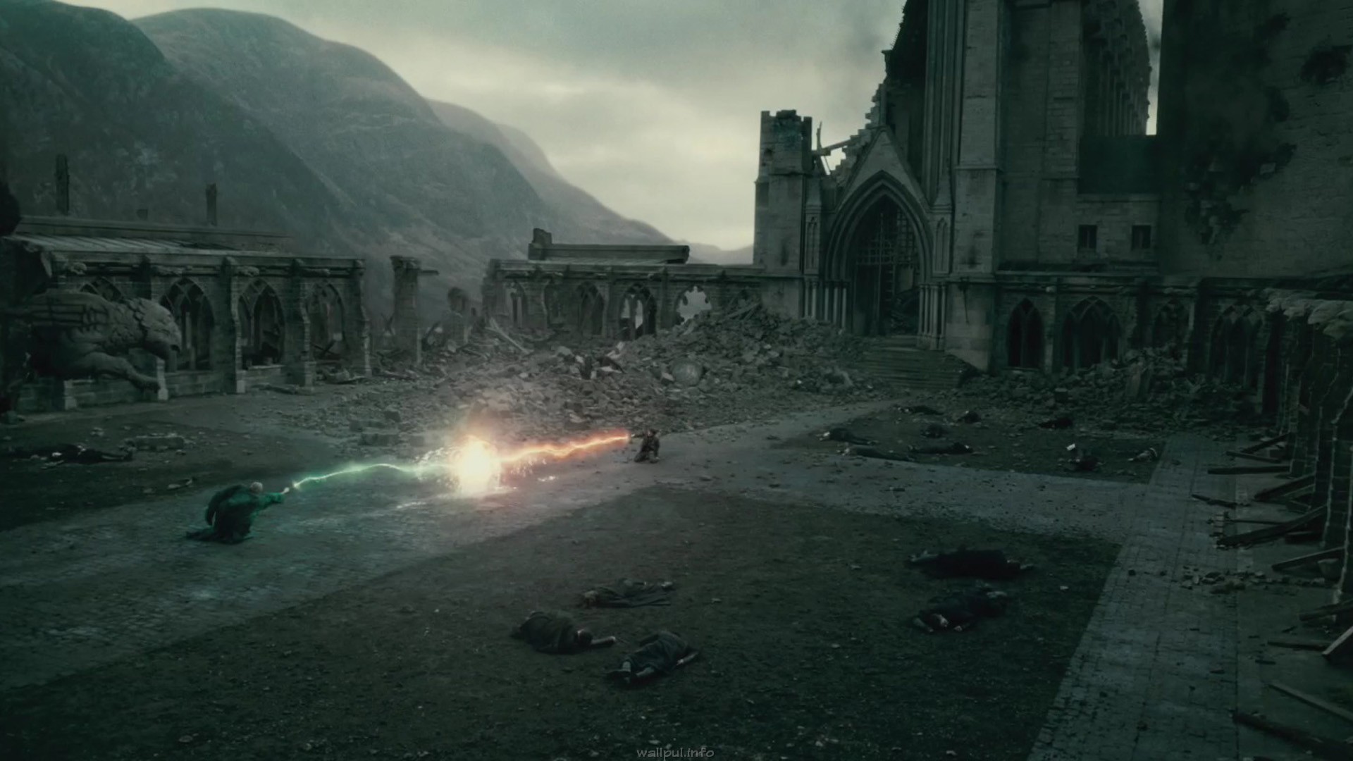 Battaglia di Hogwarts, Harry Potter e i Doni della Morte, Rovine, Incantesimi, sfondo desktop