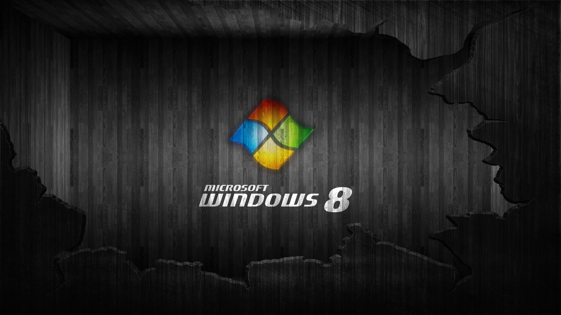 Windows 8, Logo Windows, Legno scuro, 1920x1080, immagine di sfondo