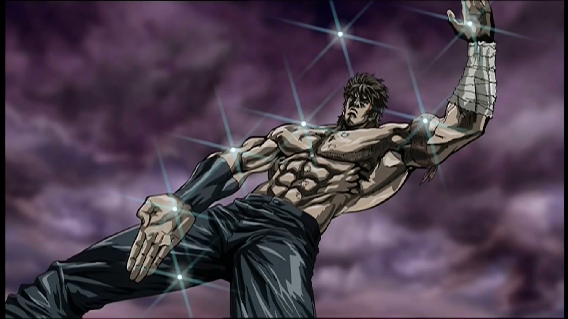 Kenshiro, Ken il guerriero, Torso nudo, Cielo tempestoso, 16:9 Full HD, sfondo widescreen