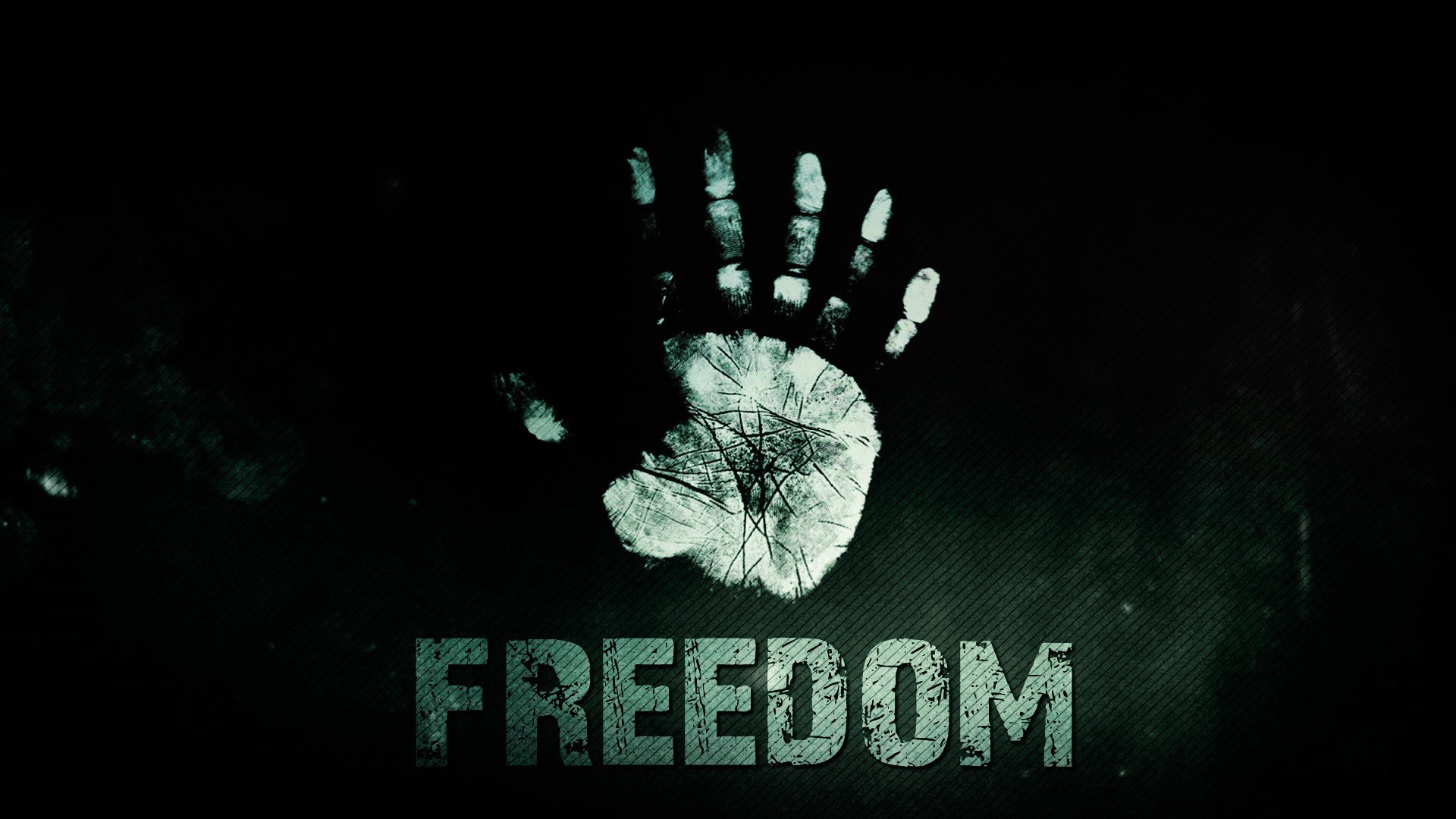 Freedom, Impronta di mano, Tipografia, Verde scuro, 1920x1080, immagine di sfondo