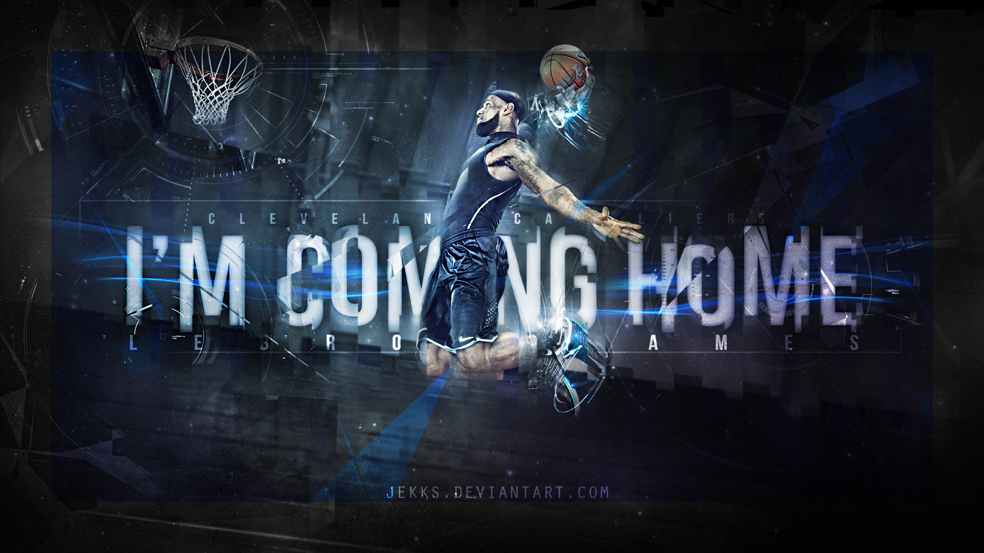 LeBron James, Cleveland Cavaliers, I'm Coming Home, Schiacciata, Blu, sfondo desktop Full HD