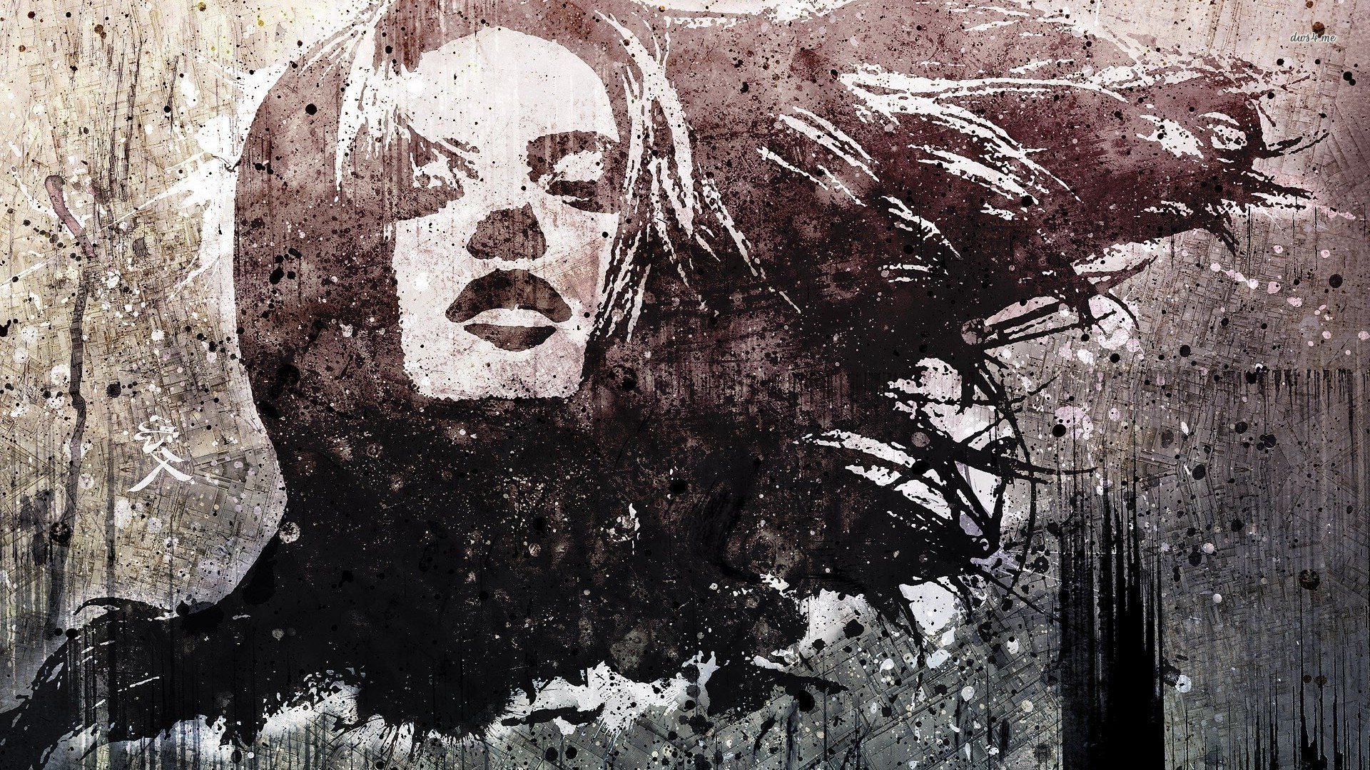 Volto di donna, Street art, Inchiostro, Grunge, Full HD, sfondo per portatile