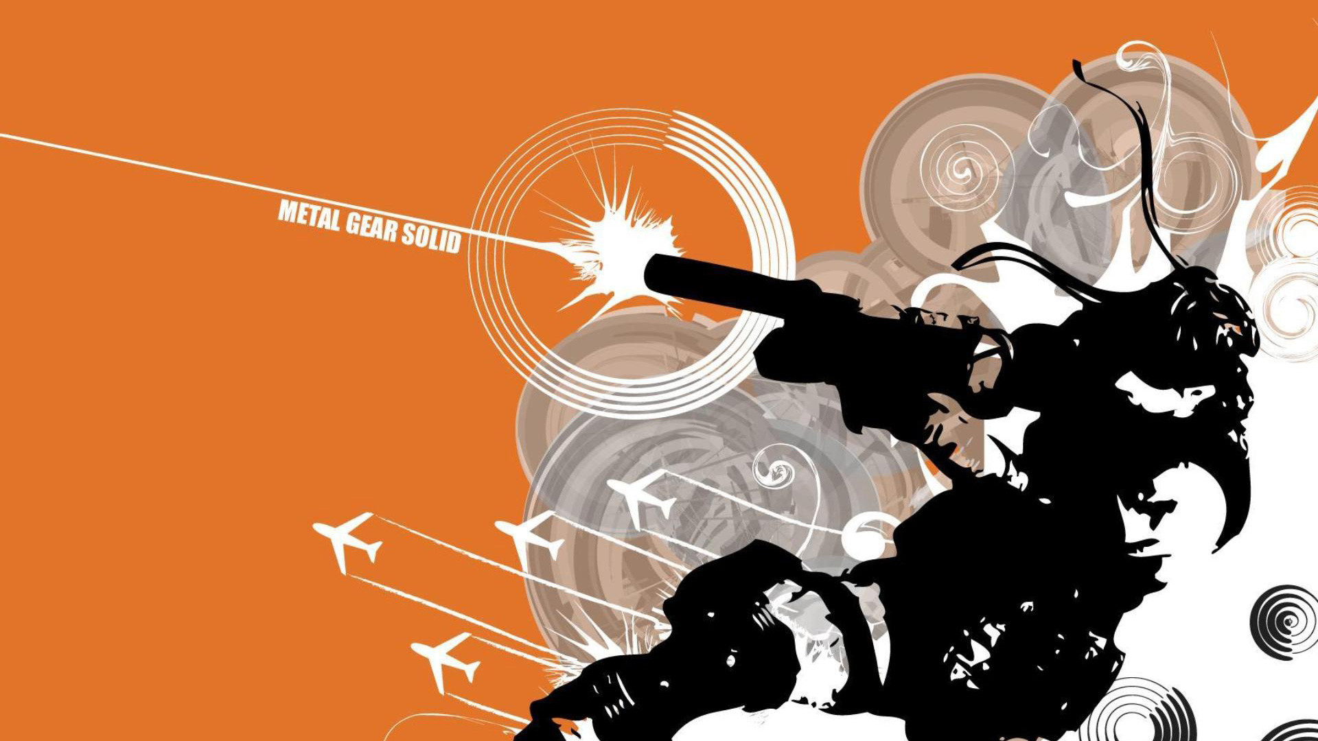 Metal Gear Solid, Grafica, Silhouette, Sfondo arancione, Full HD, wallpaper per portatile