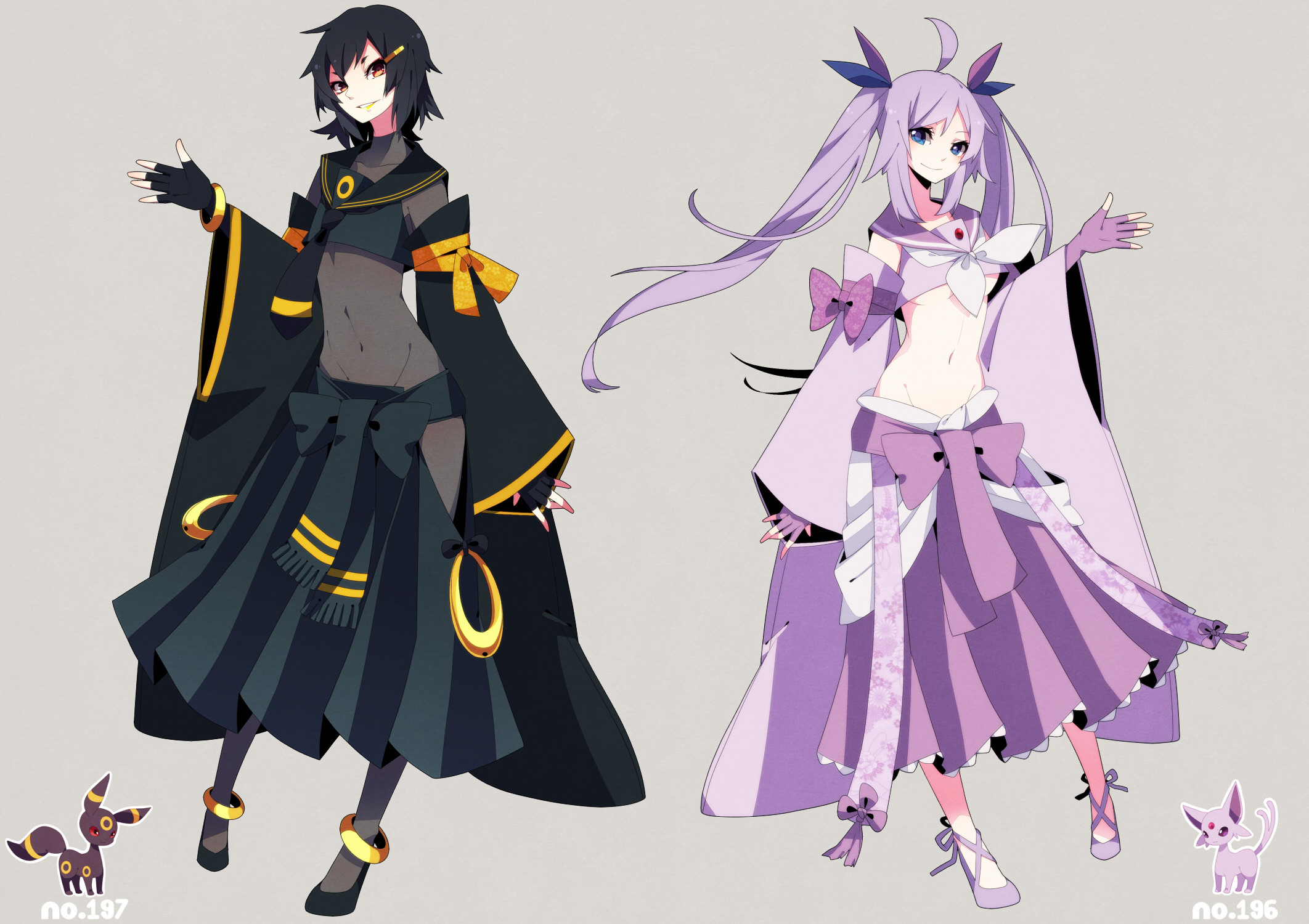 Umbreon, Espeon, Gijinka, Pokémon, Ragazze anime, Full HD, sfondo per PC