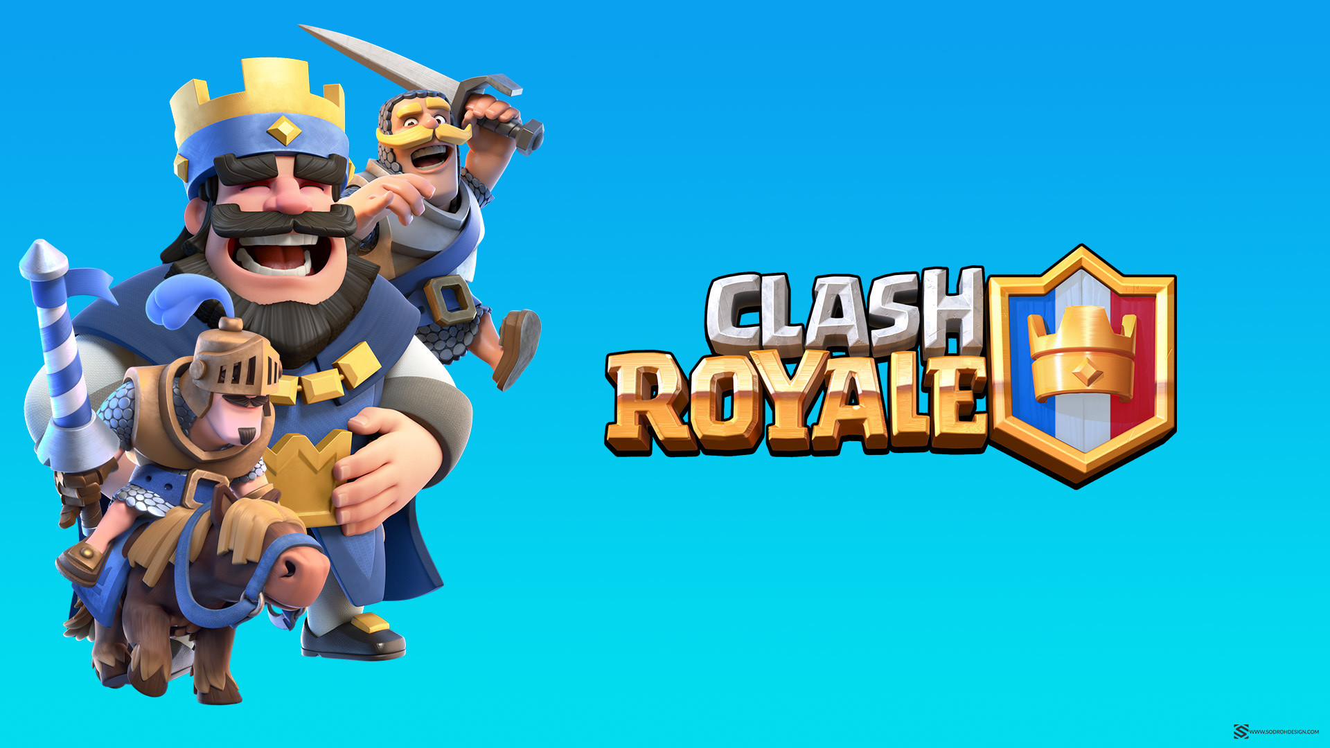 Clash Royale, Re Blu, Principe, Logo, Sfondo azzurro, Full HD, wallpaper desktop