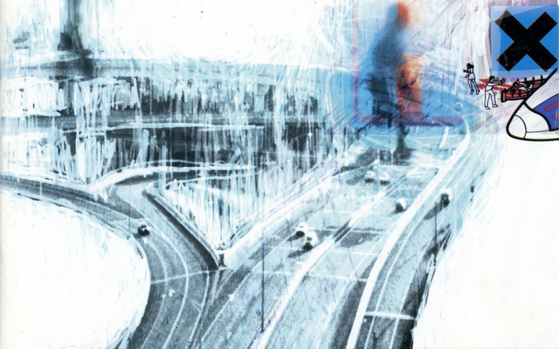 Radiohead, OK Computer, Copertina album, Autostrada, Blu, 1920x1200, wallpaper desktop