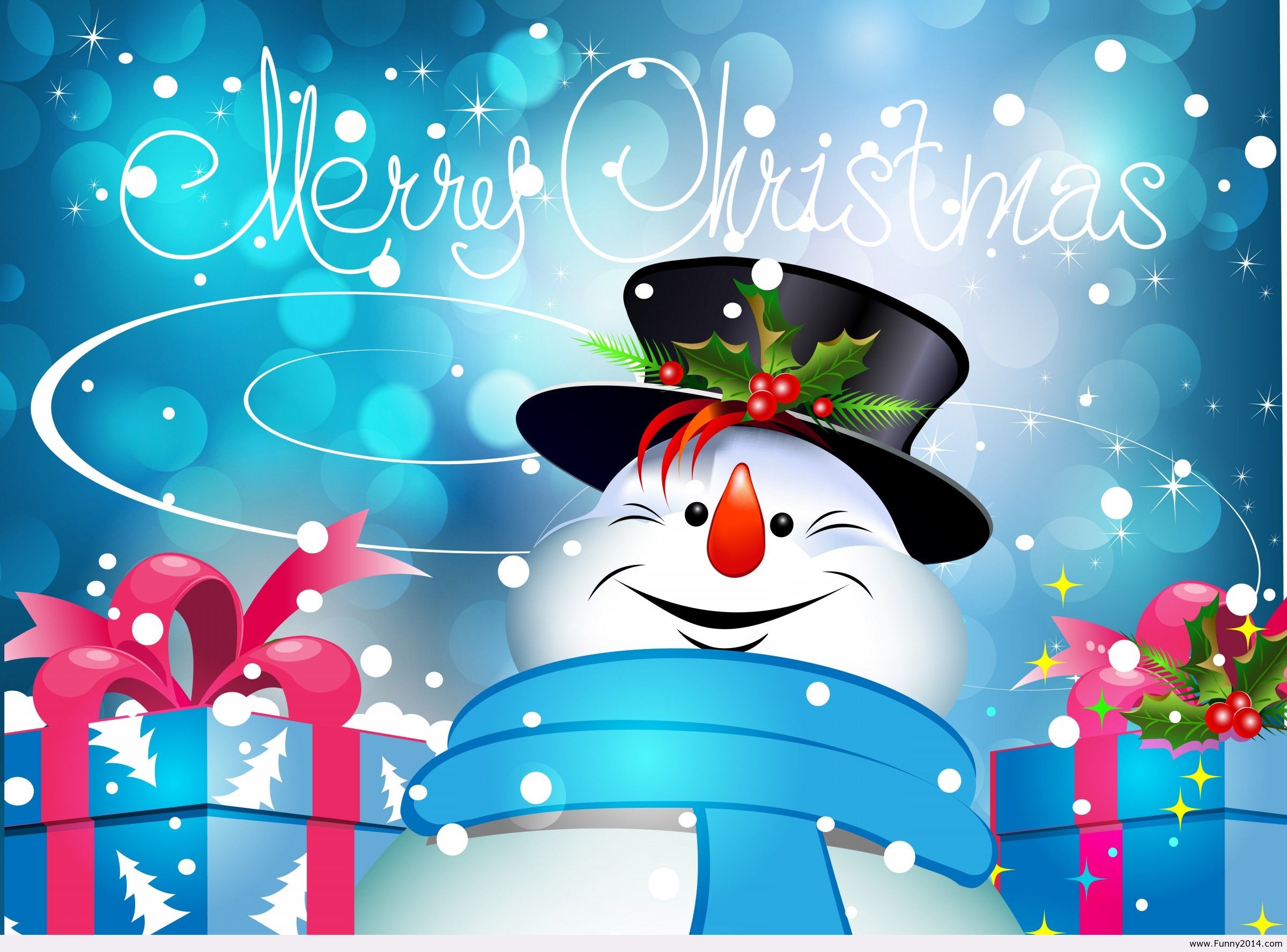 Pupazzo di neve, Cilindro, Regali, Merry Christmas, Cartone, Full HD, sfondo per iPad e tablet