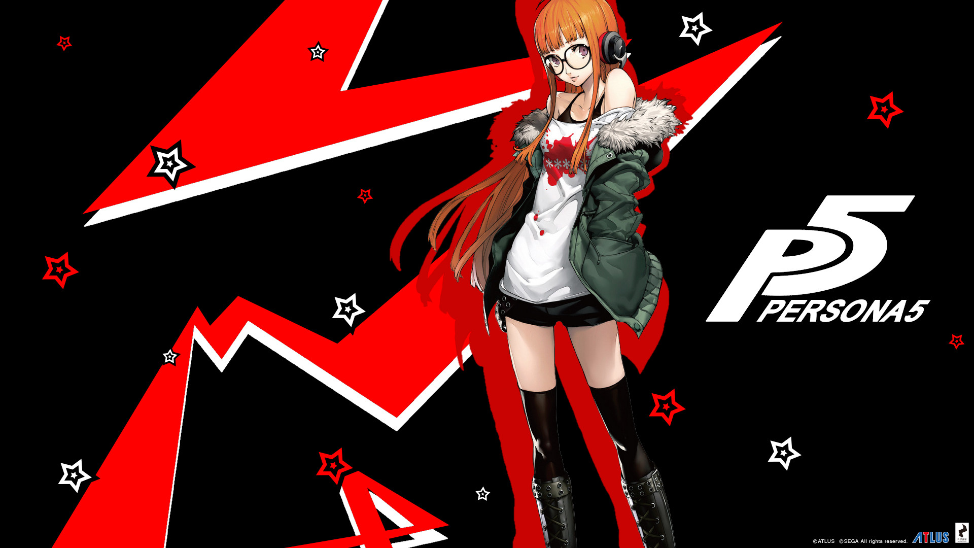 Futaba Sakura, Persona 5, Logo, Stelle, Full HD, sfondo Windows 11
