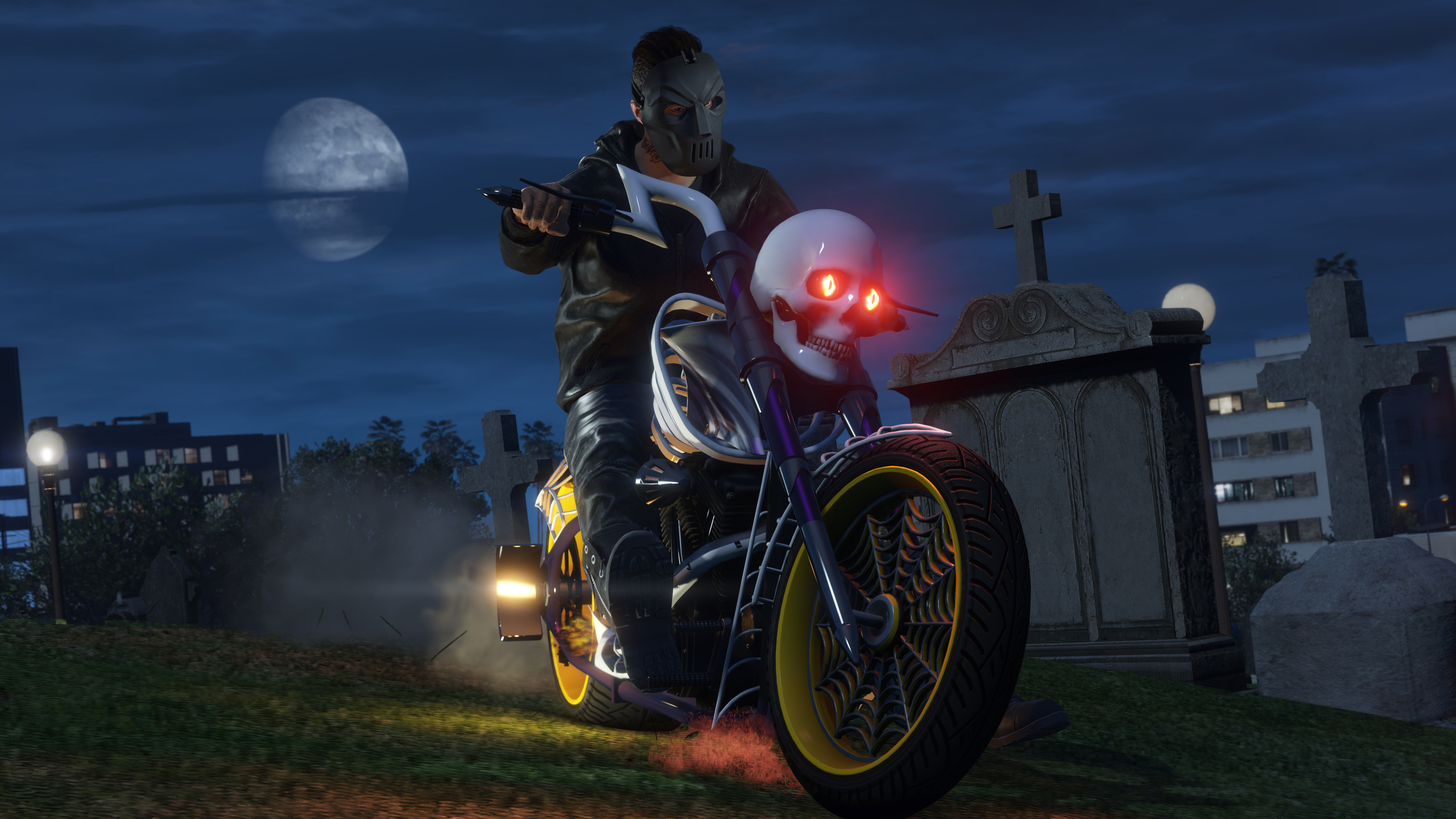 GTA Online, Moto, Cimitero, Notte, 4K, sfondo per portatile