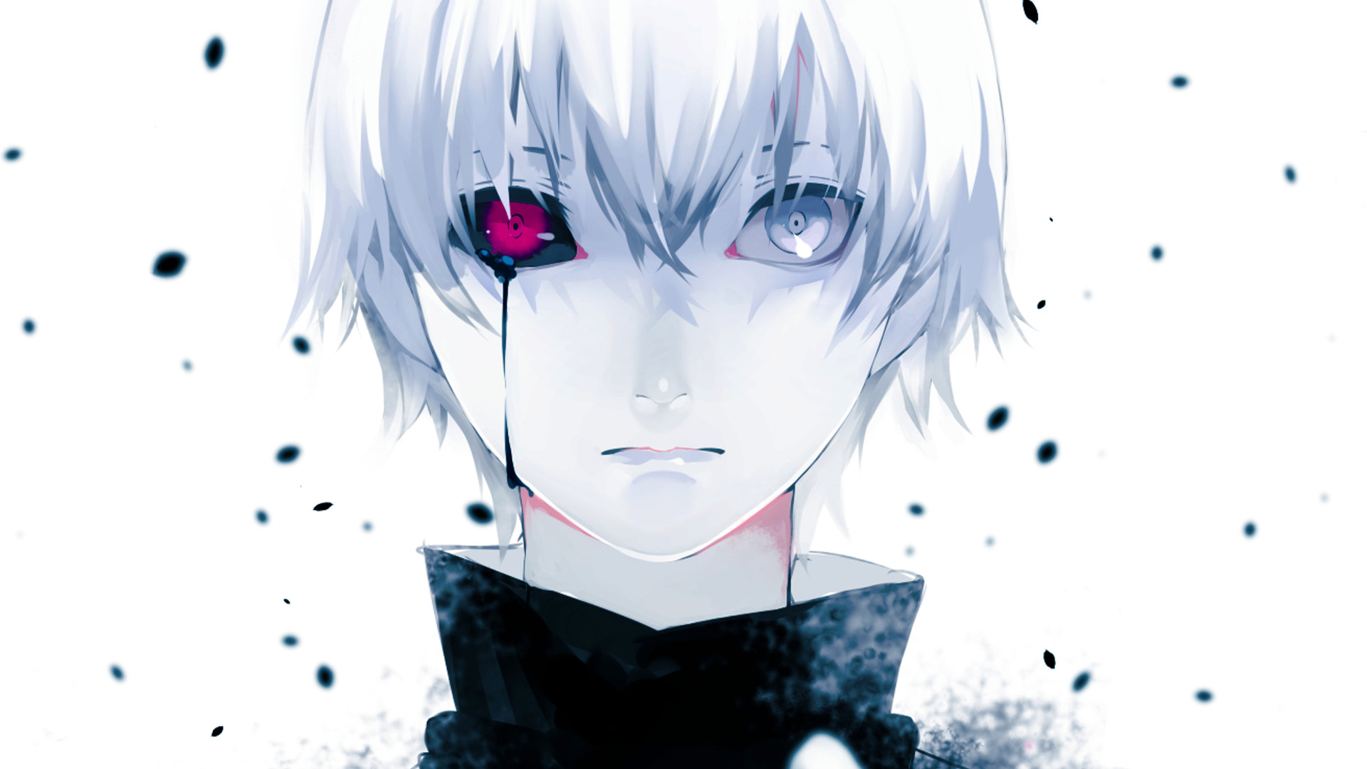 Ken Kaneki, Tokyo Ghoul, Capelli bianchi, Occhio rosso, Lacrime, sfondo 1920x1080 per PC