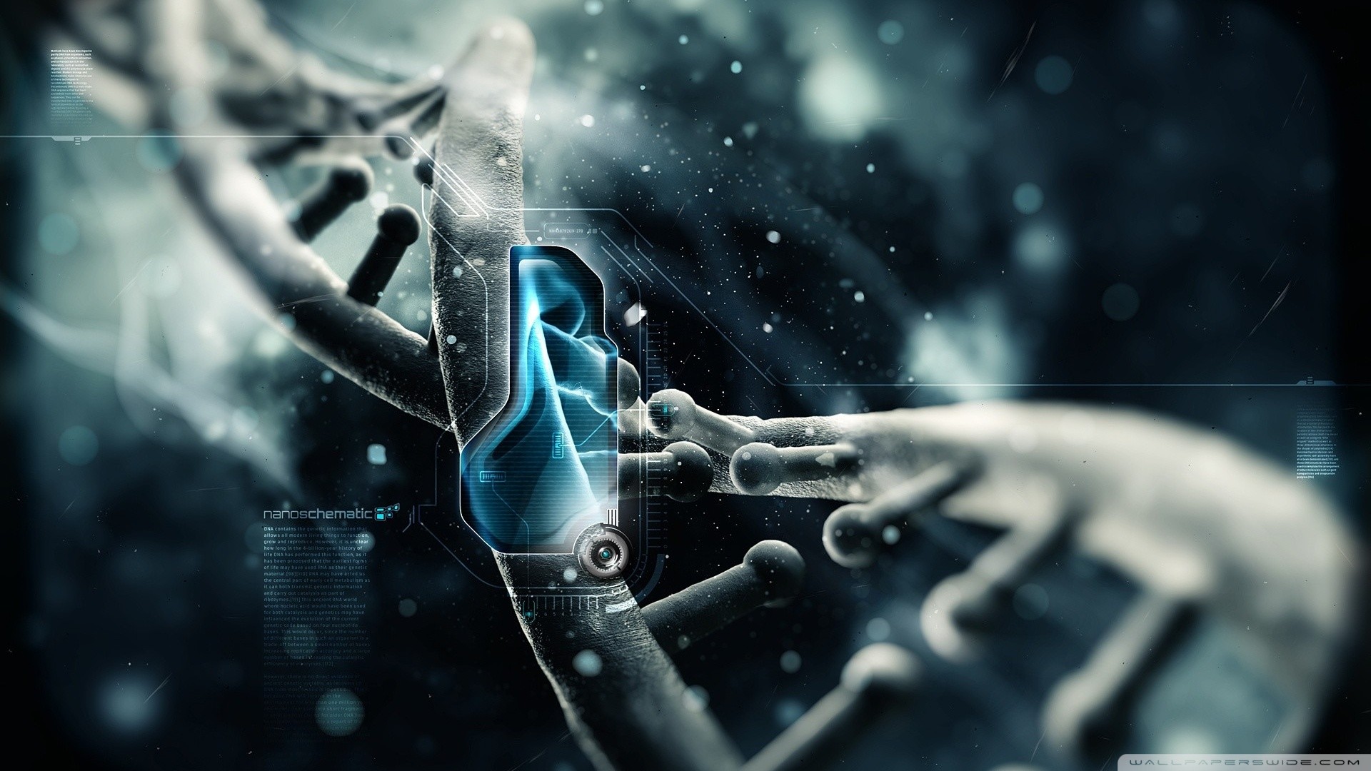 DNA, Doppia elica, Rendering 3D, Scienza, Full HD, wallpaper per computer