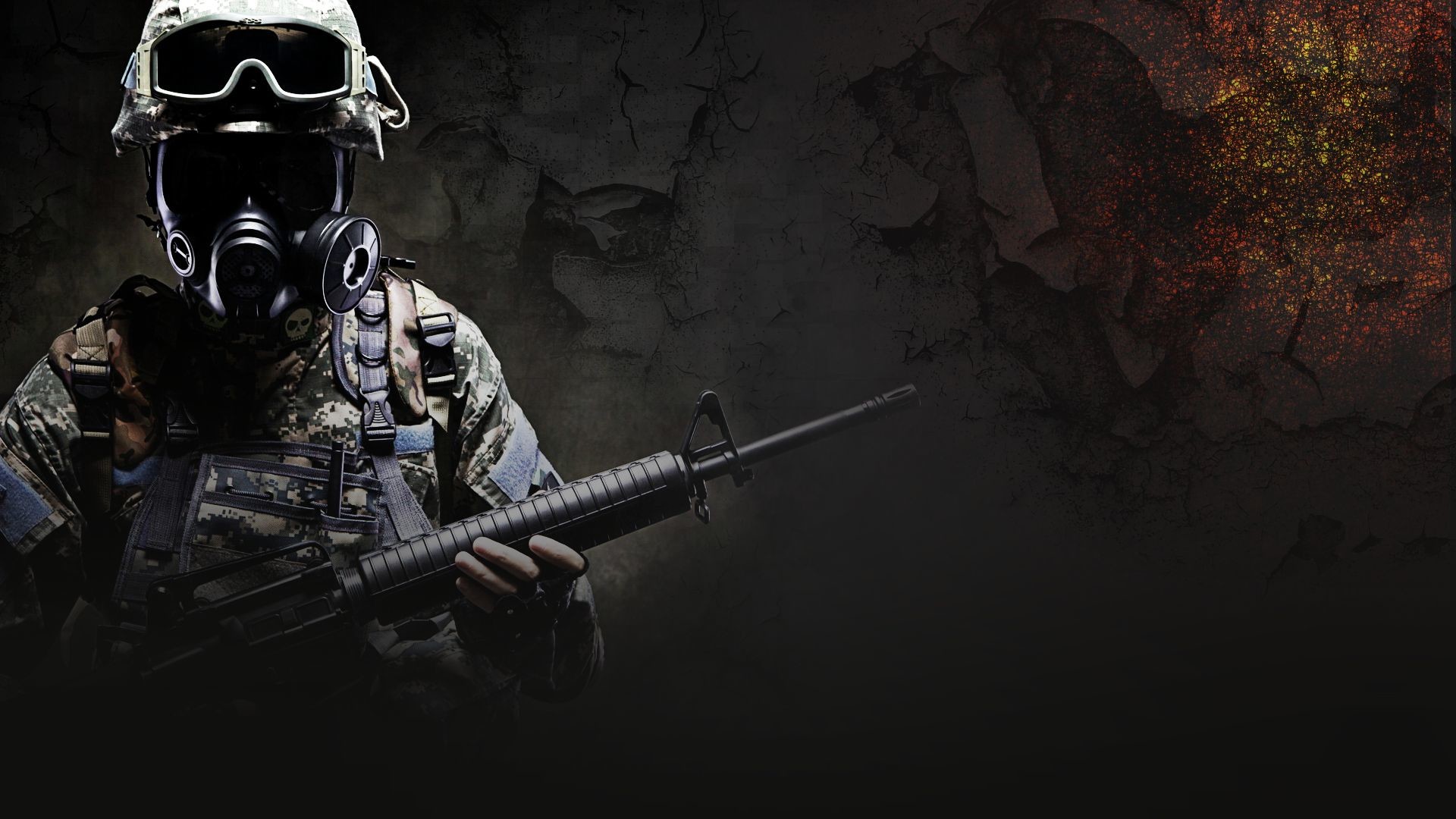 Counter-Strike: Global Offensive, Maschera antigas, Soldato, Fucile, sfondo Full HD per computer