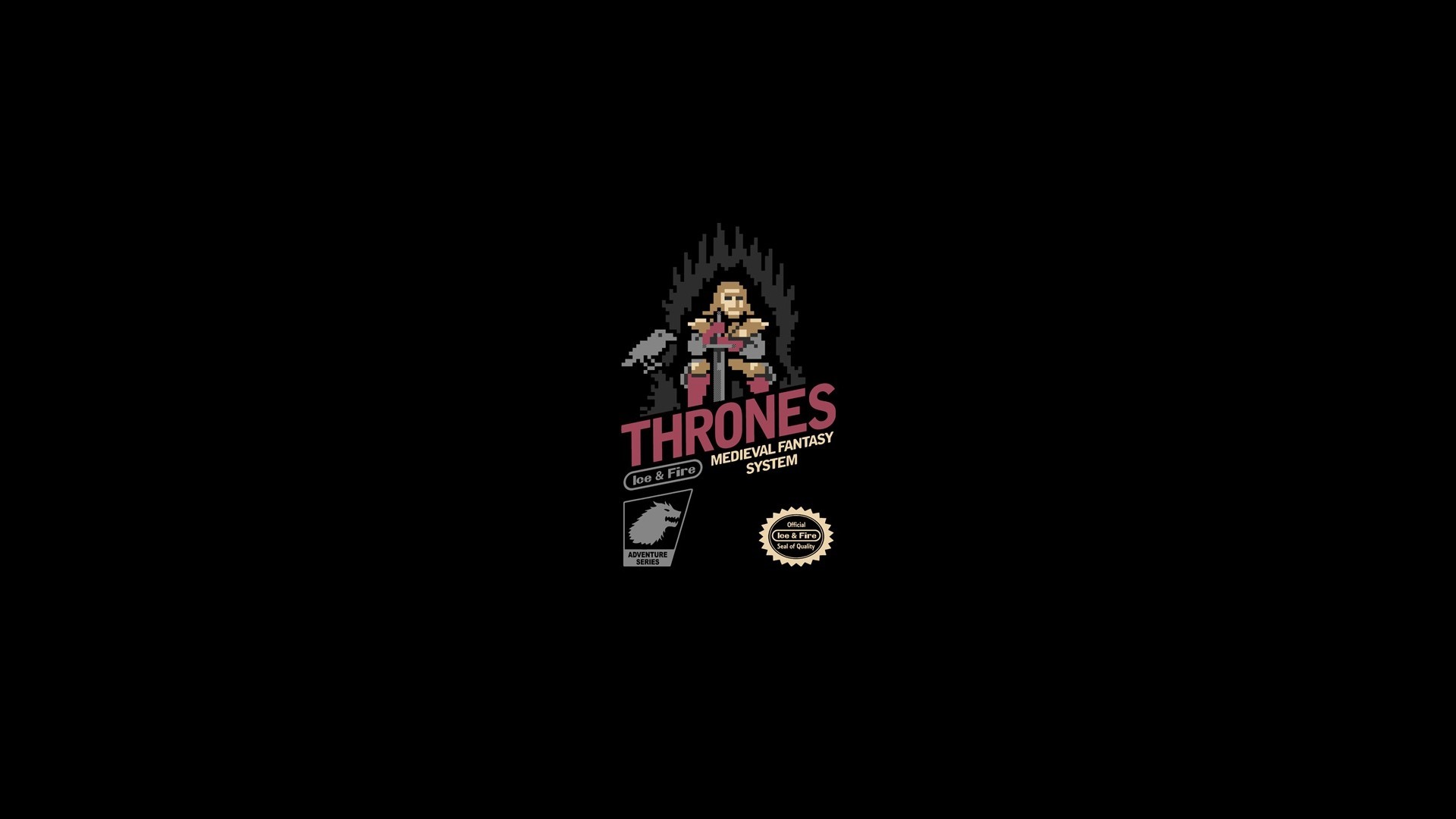 Game of Thrones, Il Trono di Spade, Parodia NES, Pixel art, Sfondo nero, wallpaper desktop Full HD