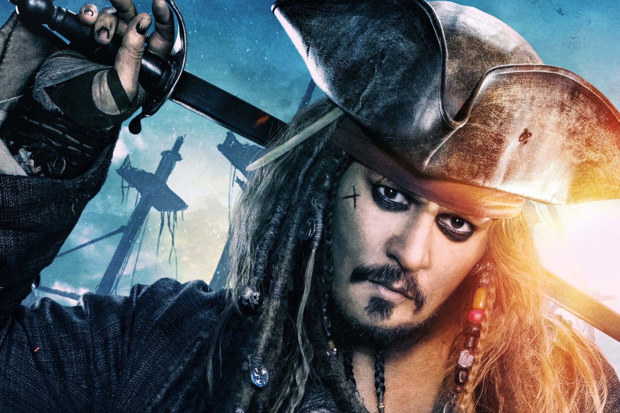 Jack Sparrow, Johnny Depp, Pirati dei Caraibi: La vendetta di Salazar, Spada, sfondo Full HD