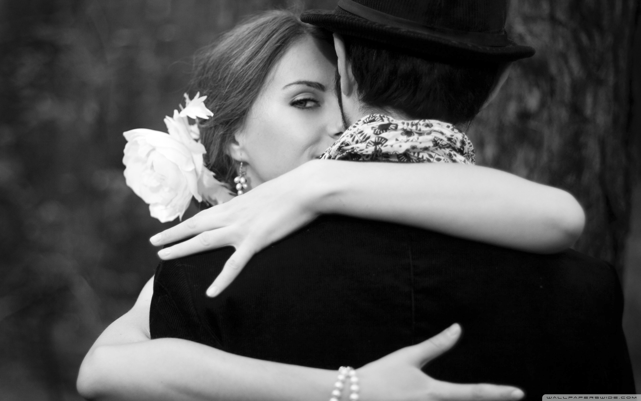 Coppia, Abbraccio, Bianco e nero, Romantico, 2560x1600, sfondo per PC