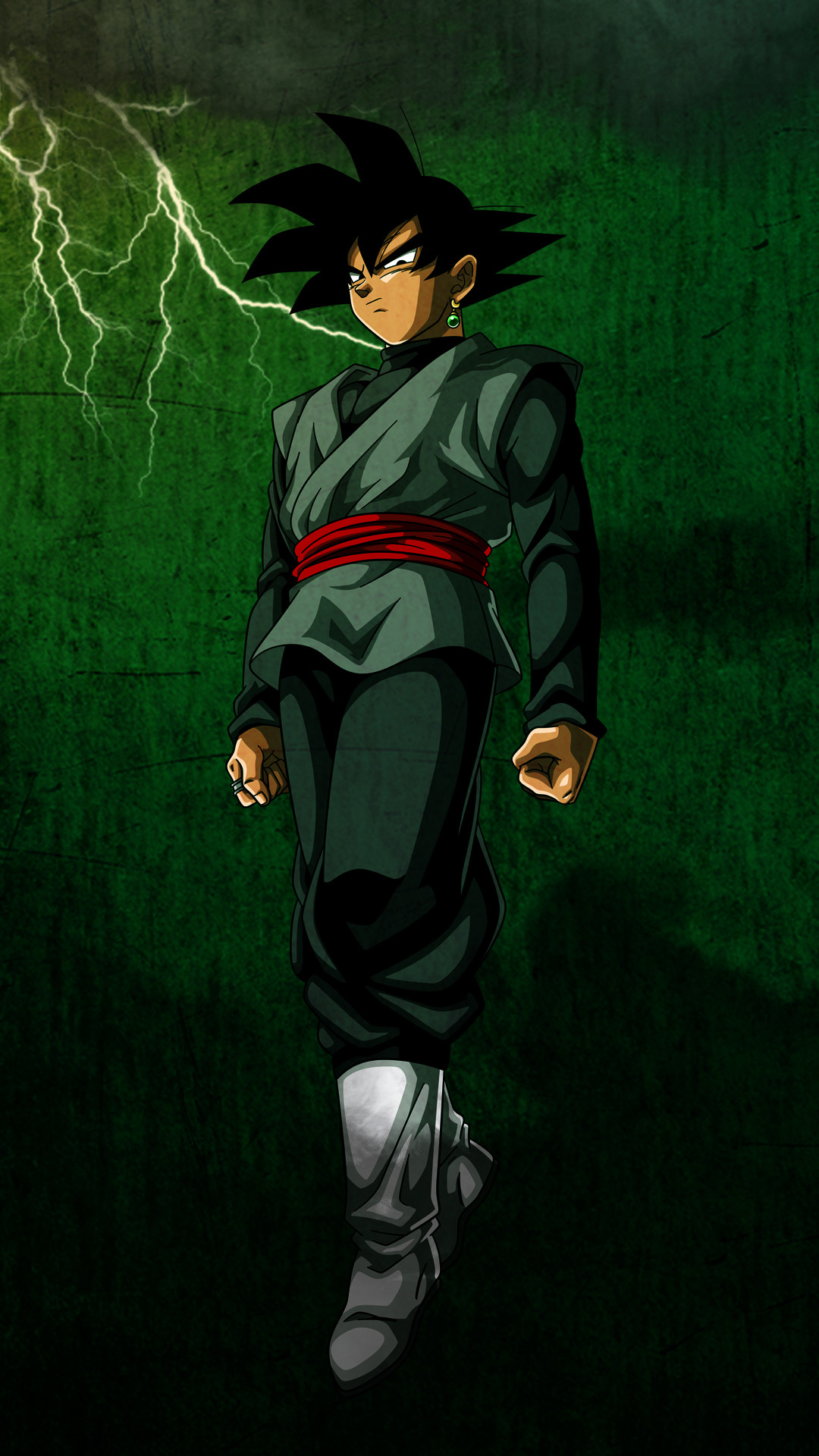 Goku Black, Dragon Ball Super, Fulmini, Verde, Figura intera, sfondo per iPhone e Android