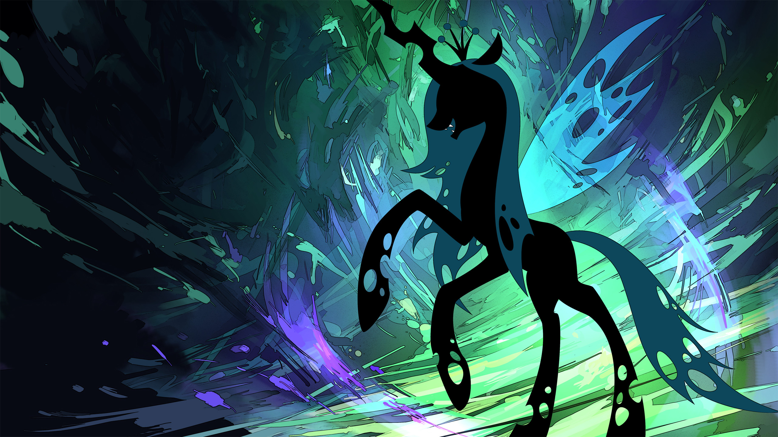 Regina Chrysalis, My Little Pony, Silhouette, Verde acqua, 2K, sfondo desktop