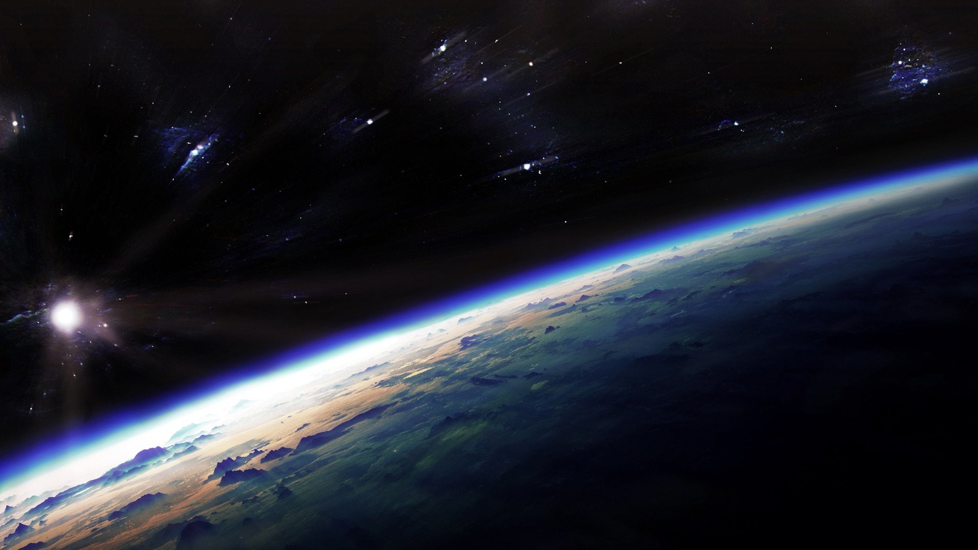 Terra dallo spazio, Atmosfera, Orbita, Notte, 1920x1080, immagine di sfondo