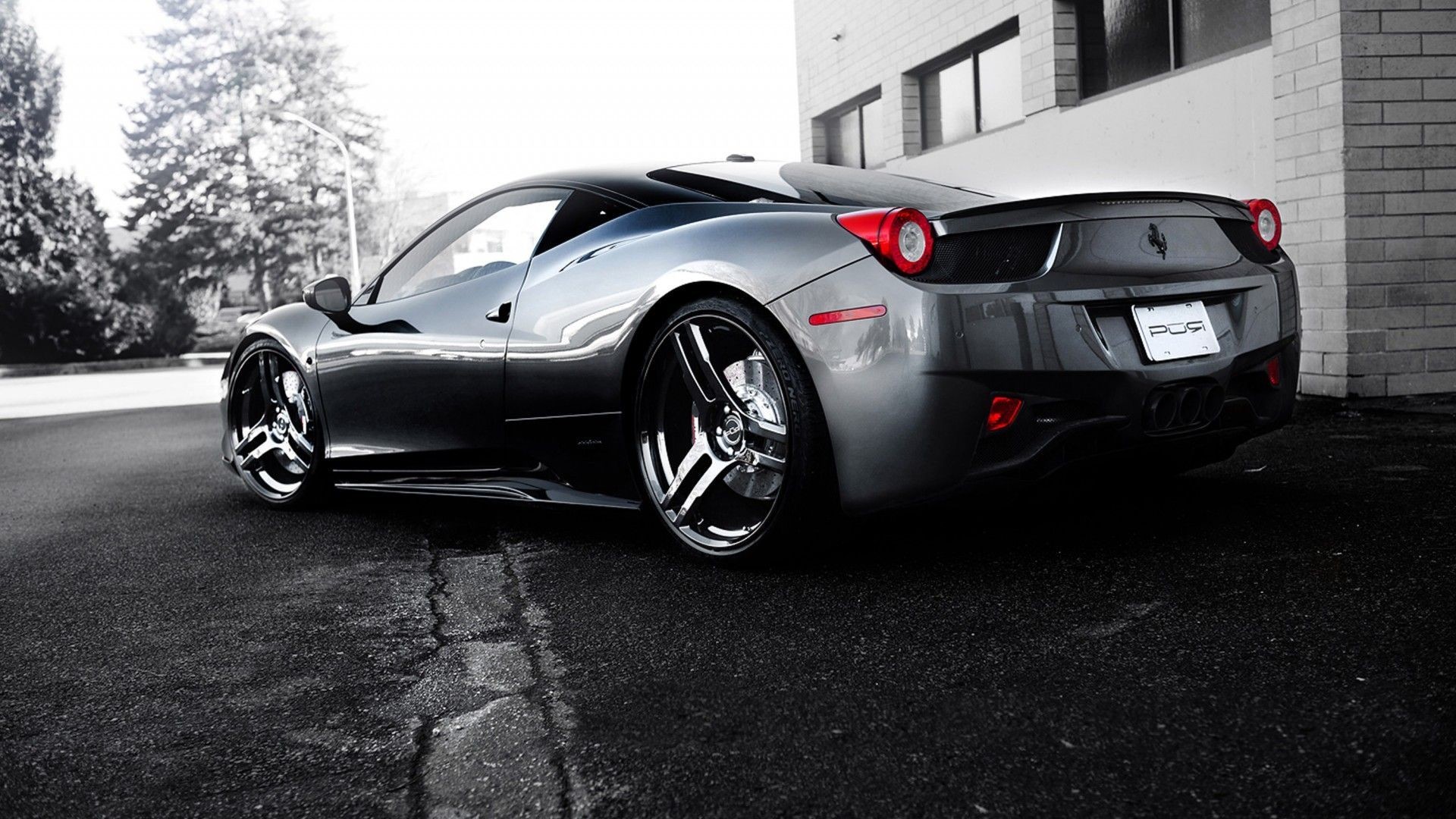 Ferrari 458 Italia, Argento, Bianco e nero, 16:9 Full HD, wallpaper widescreen