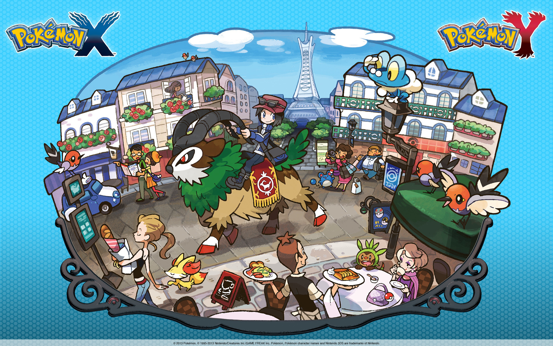 Pokémon X e Y, Luminopoli, Gogoat, Froakie, Fennekin, Full HD, sfondo per portatile