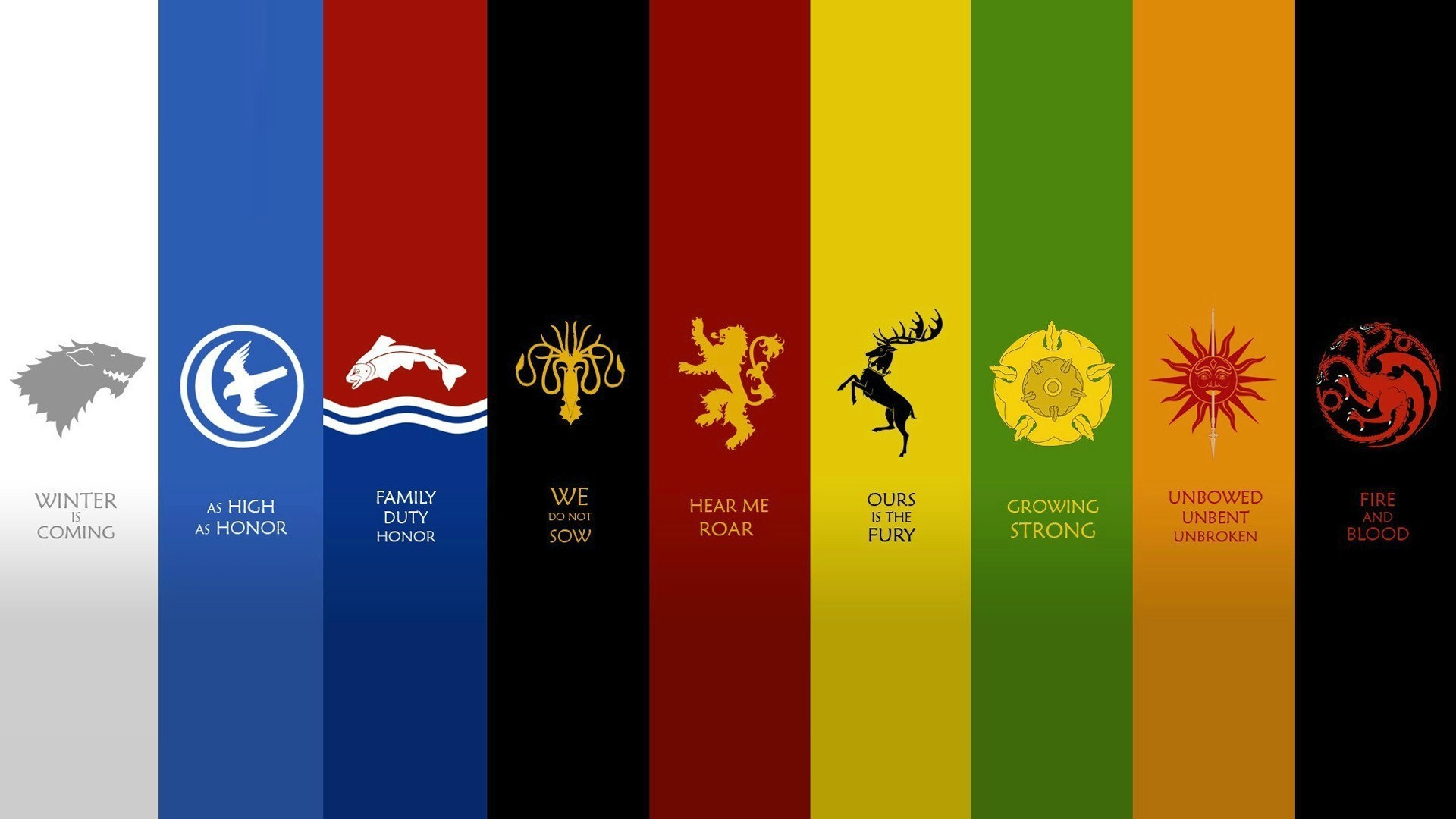 Stemmi delle casate, Casata Stark, Casata Targaryen, Il Trono di Spade, Stendardi colorati, sfondo desktop