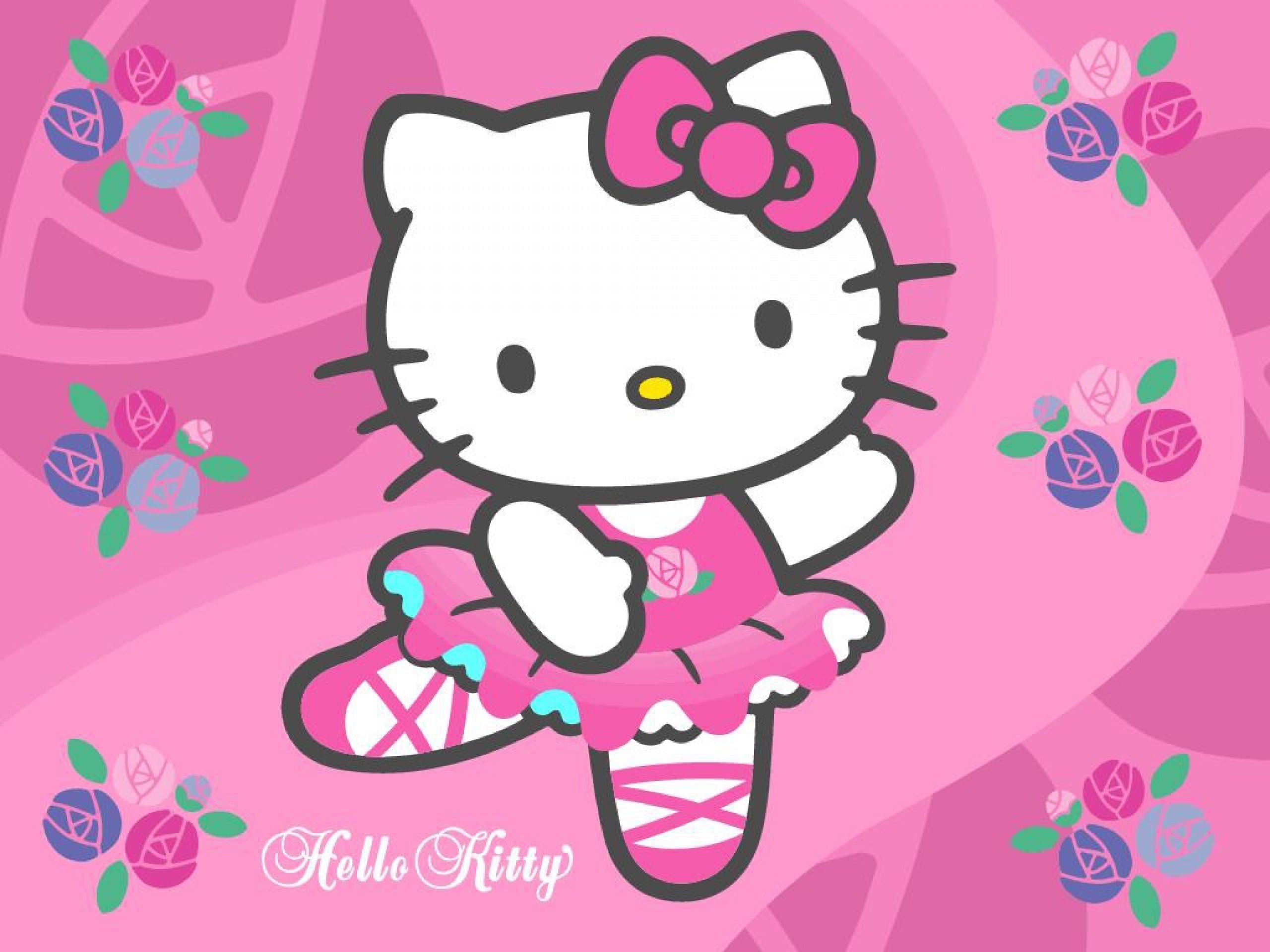 Hello Kitty, Ballerina, Tutù, Rose, Rosa, sfondo per iPad e tablet