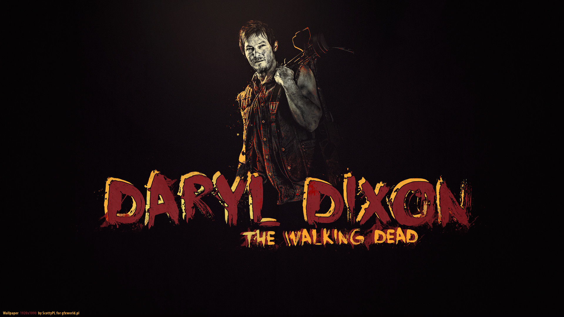 Daryl Dixon, The Walking Dead, Zombie, Scritta rossa, Sfondo nero, wallpaper 1920x1080