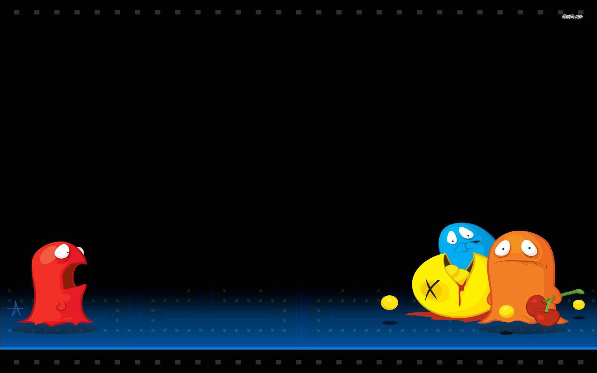 Pac-Man, Fantasmi, Umorismo, Sfondo nero, Cartone animato, 16:10 Full HD, wallpaper widescreen