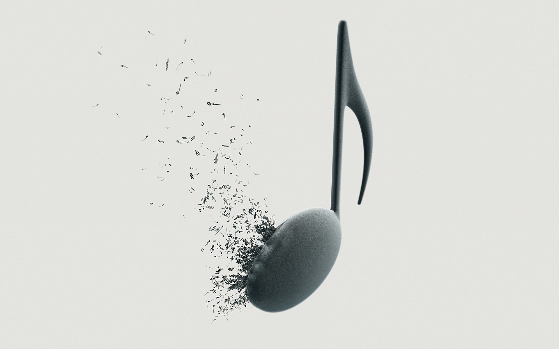 Nota musicale, Disintegrazione, Sfondo bianco, 1920x1200, wallpaper desktop