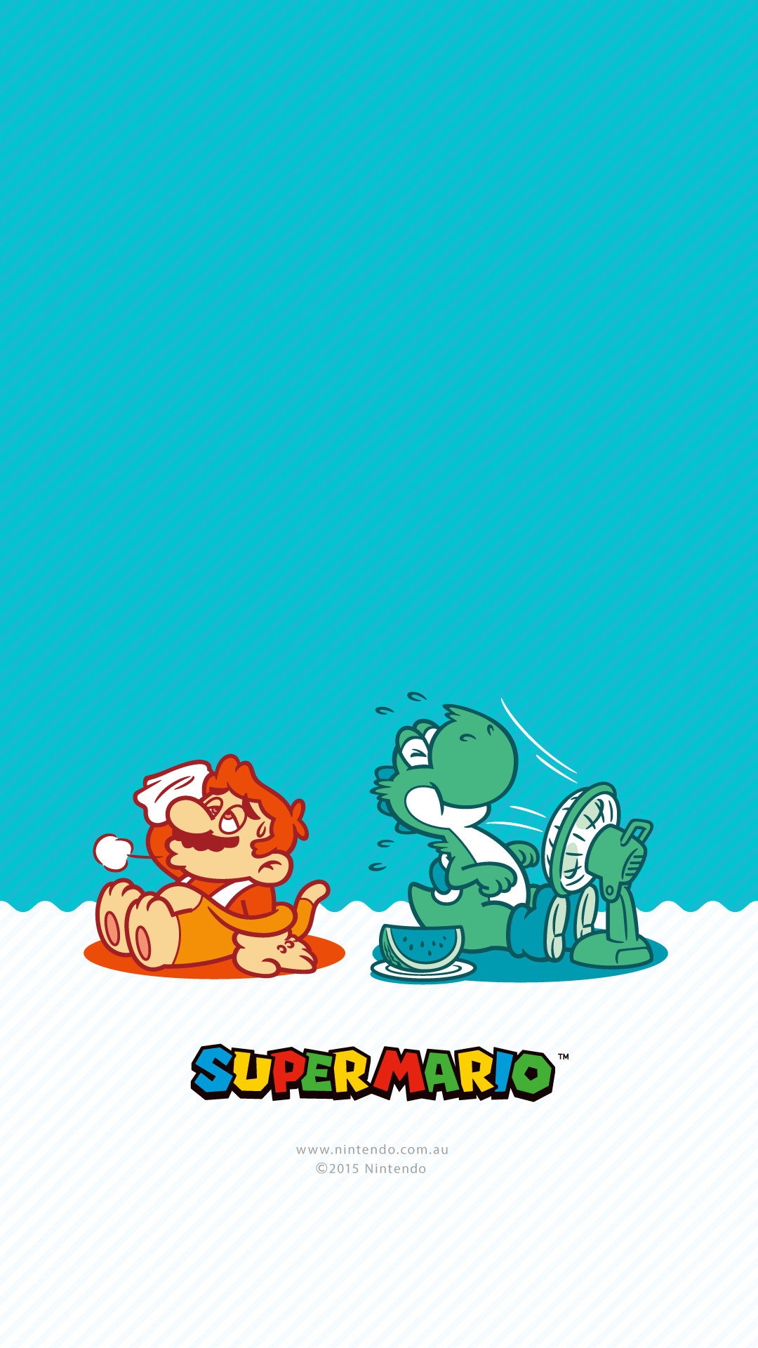 Super Mario, Mario, Yoshi, Pixel art, Sfondo turchese, Full HD, schermata di blocco del cellulare