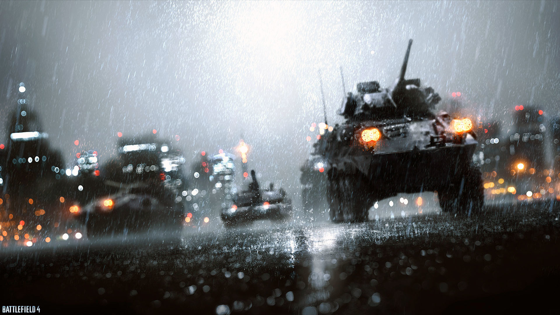 Battlefield 4, Carri armati, Pioggia, Città, Notte, Full HD 1080p, sfondo desktop