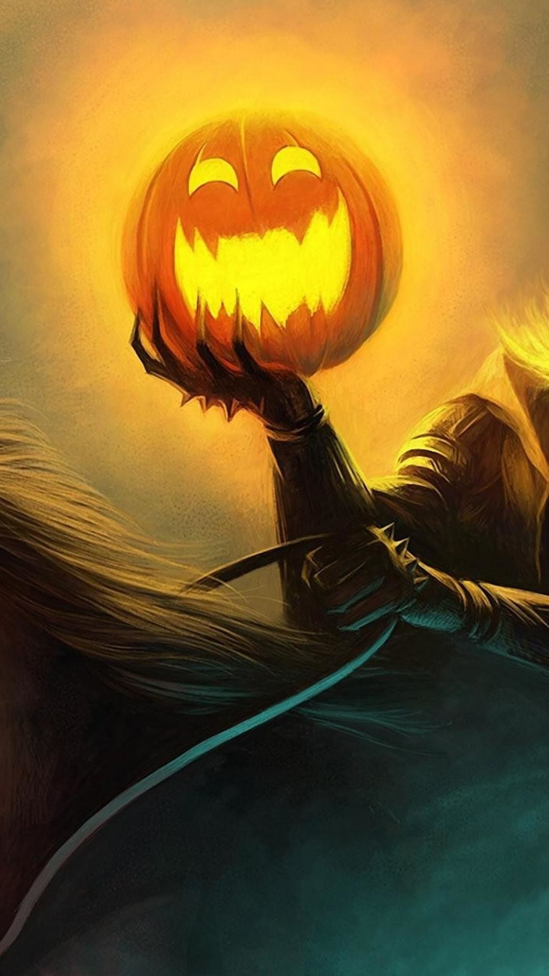 Jack-o'-lantern, Halloween, Zucca, Illustrazione, Full HD, sfondo verticale per cellulare
