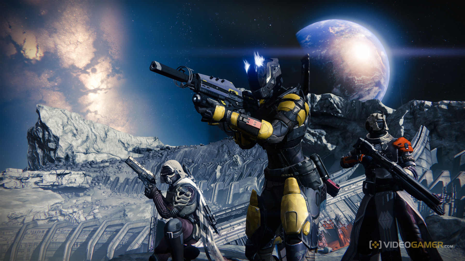 Destiny, Guardiani, Luna, Fucili, Pianeta, Full HD, wallpaper desktop