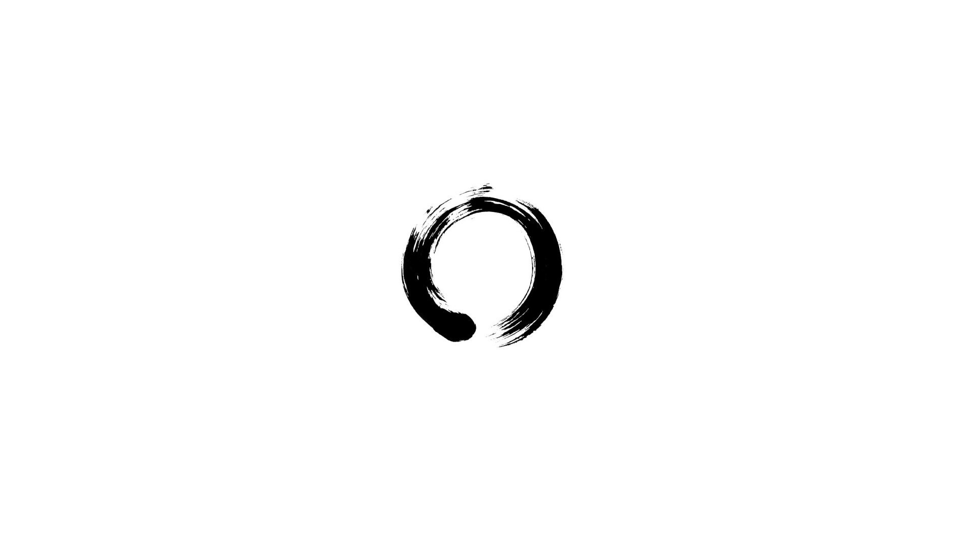 Ensō, Cerchio zen, Sfondo bianco, Minimalista, 1920x1080, wallpaper desktop